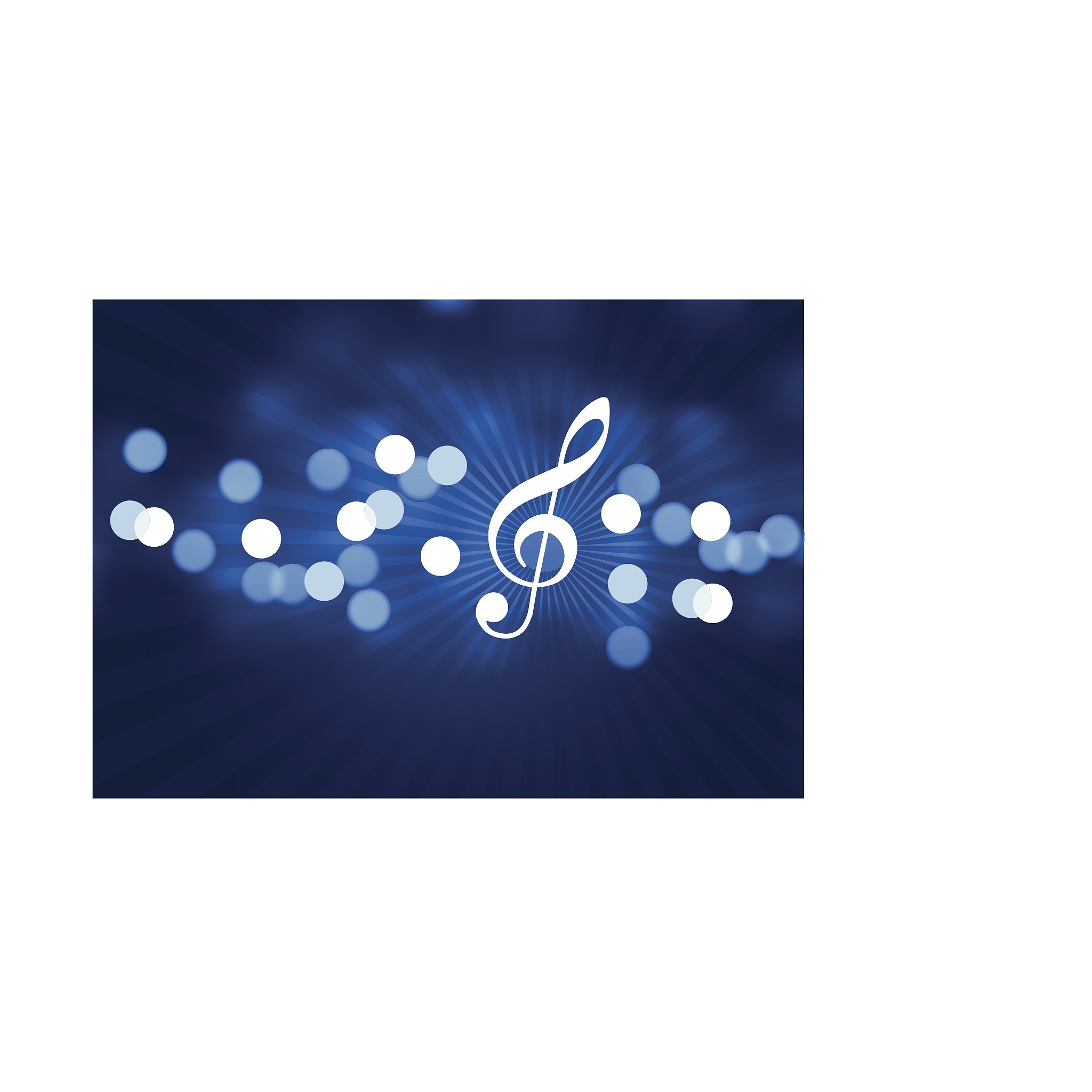 musical note on lens flare blue background