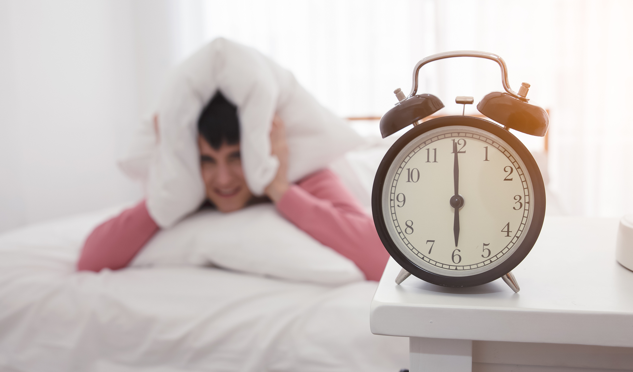 the voice of alarm clock morning ,hand lazy man for off alarm cl
