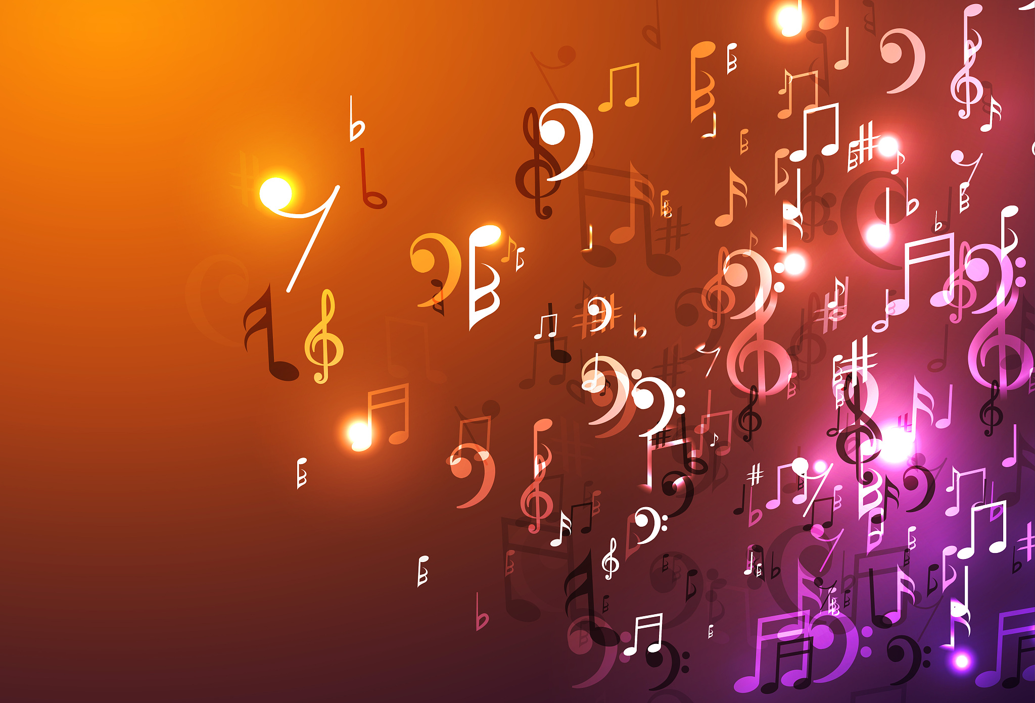 music background abstract music notes and musical key. fun conce