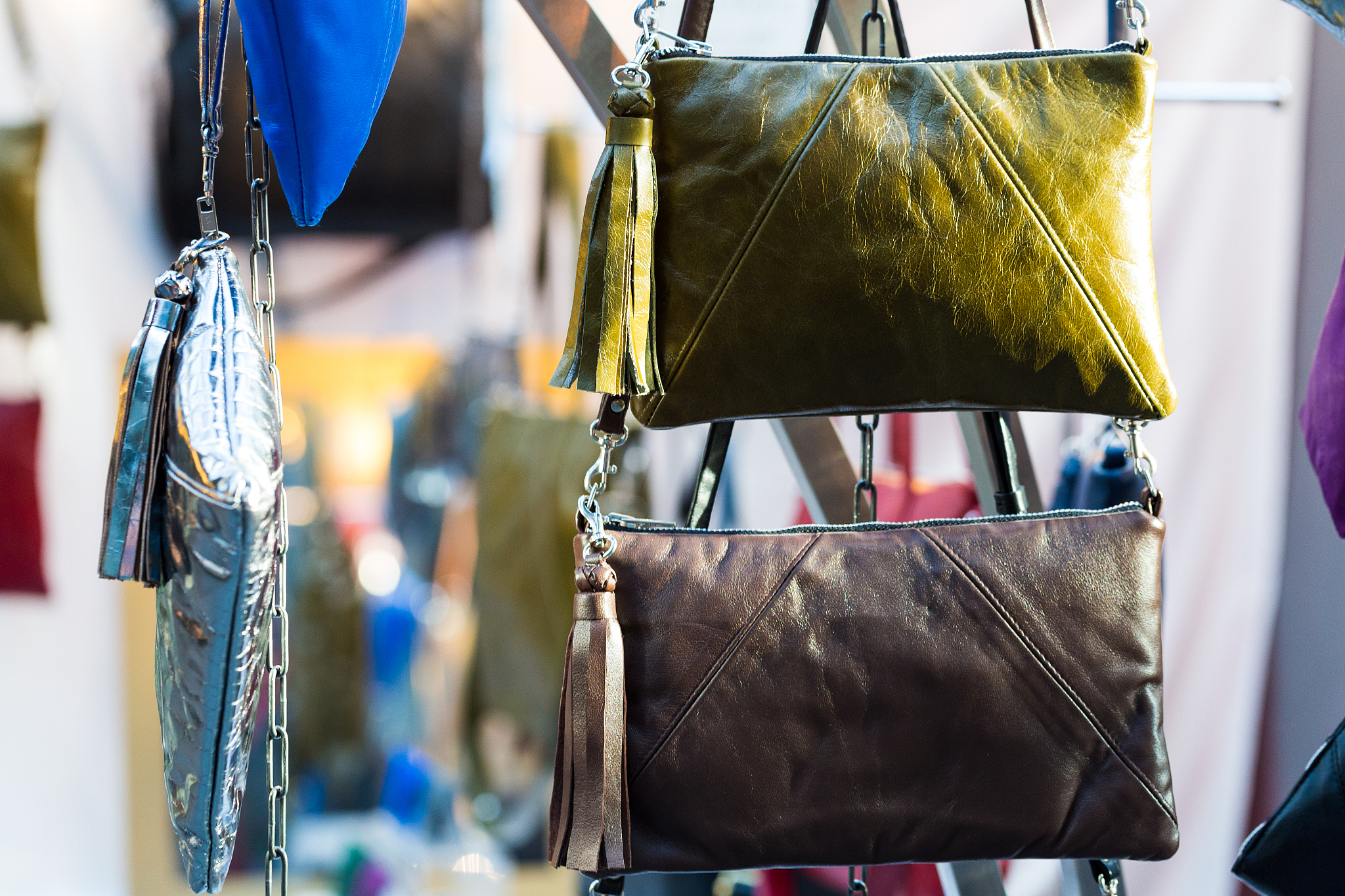 multi coloured handmade leather womens handbags