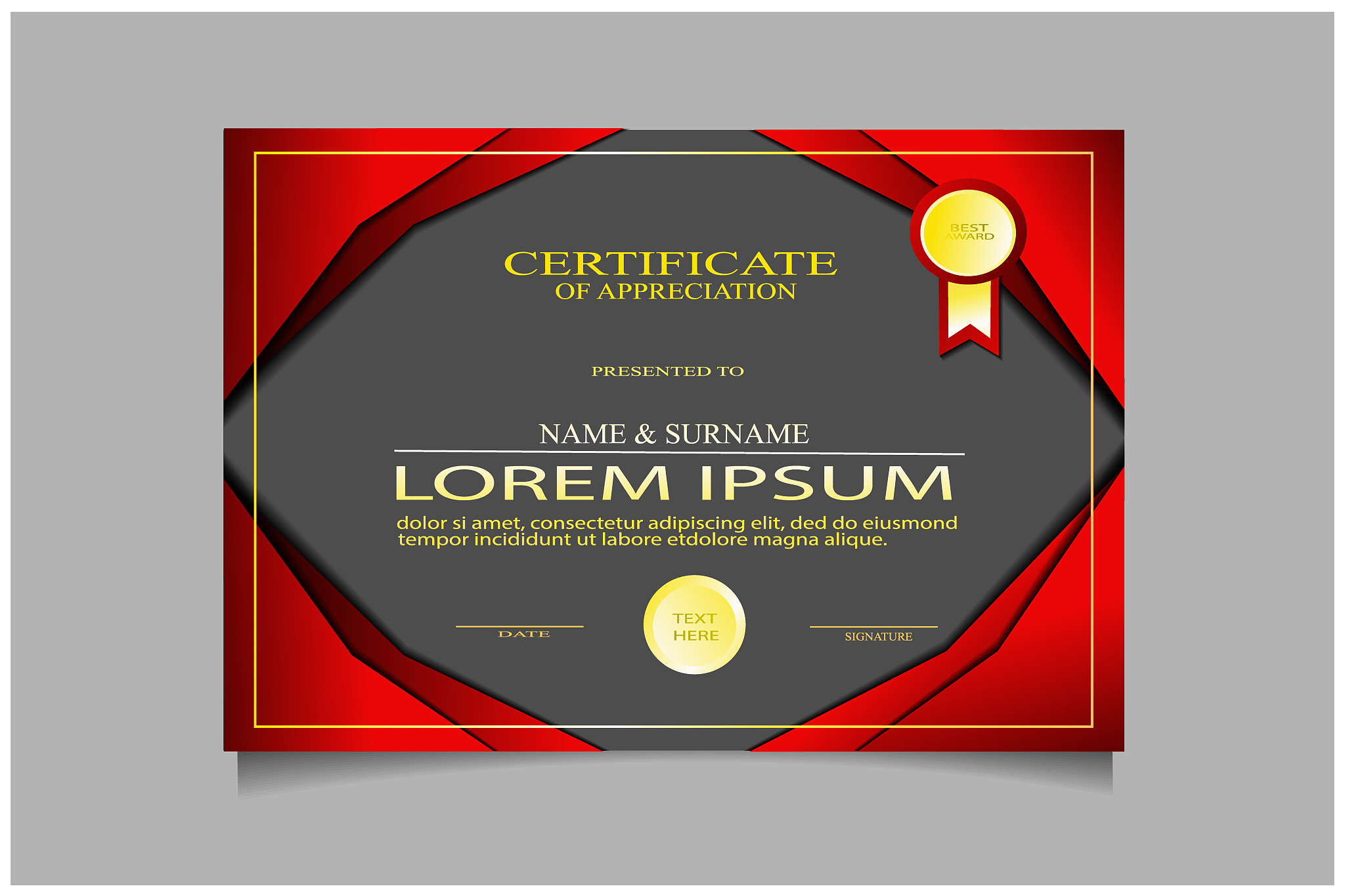 creative luxury certificate of appretiation award template with 