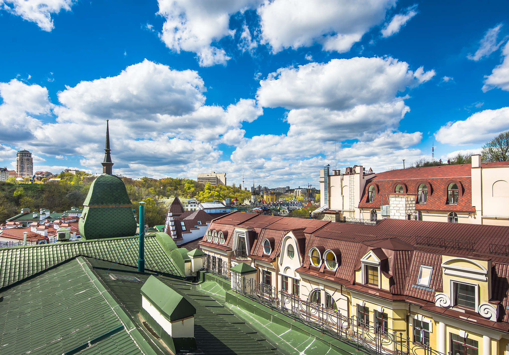 vozdvizhenka elite district in kiev, ukraine . top view on the r