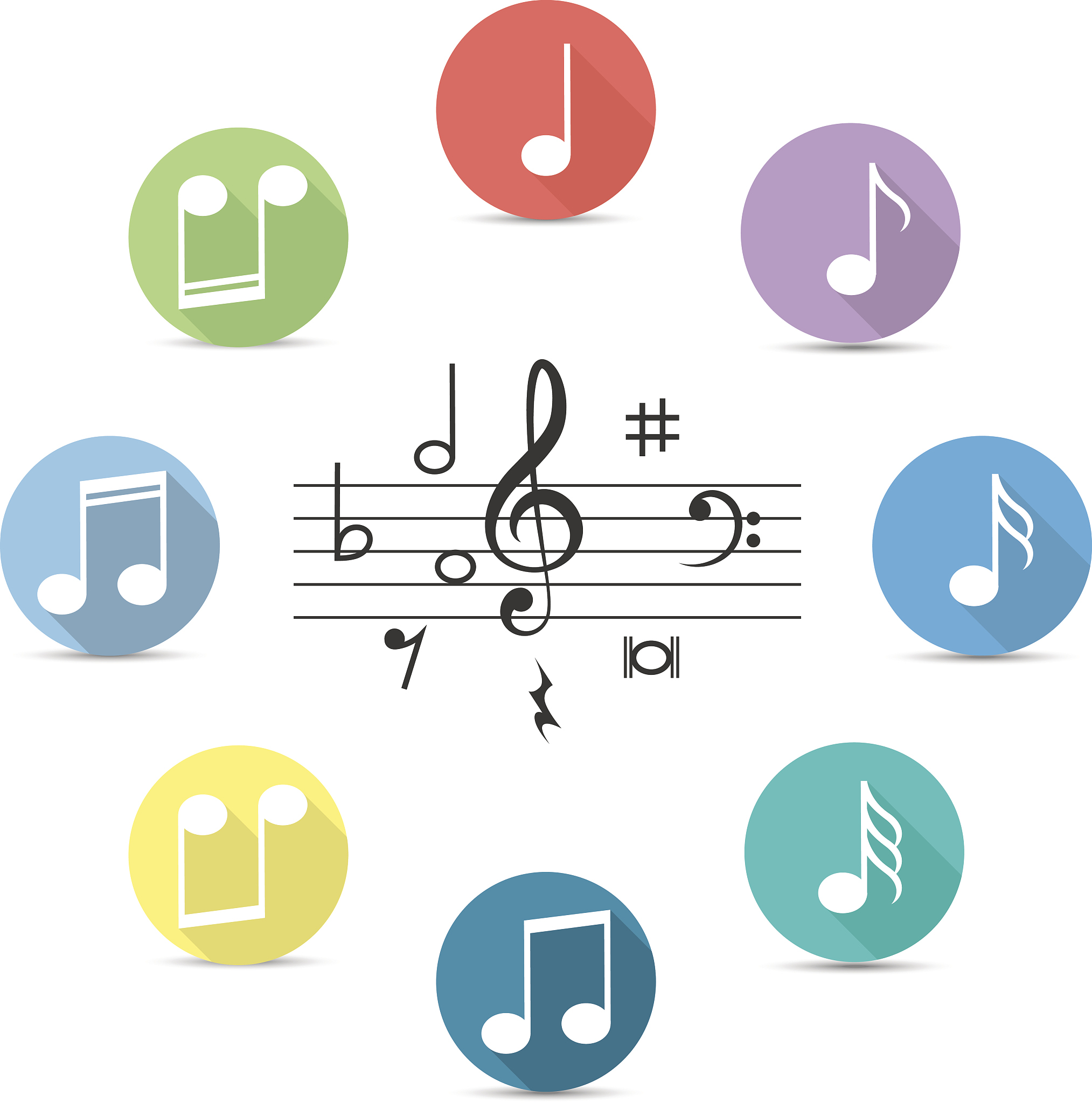 music notes icon in flat style isolated on transparent backgroun
