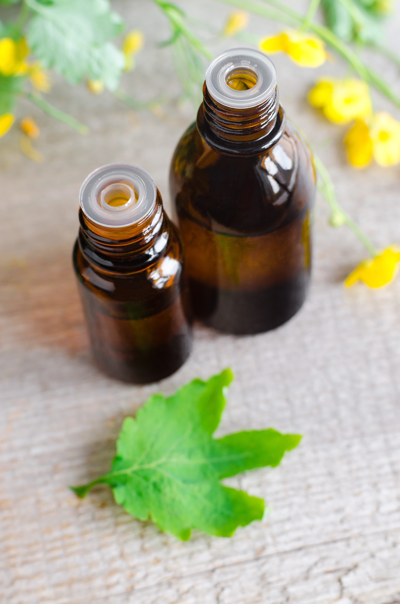 two small bottles of ssential oil (herbal extract, tincture, inf