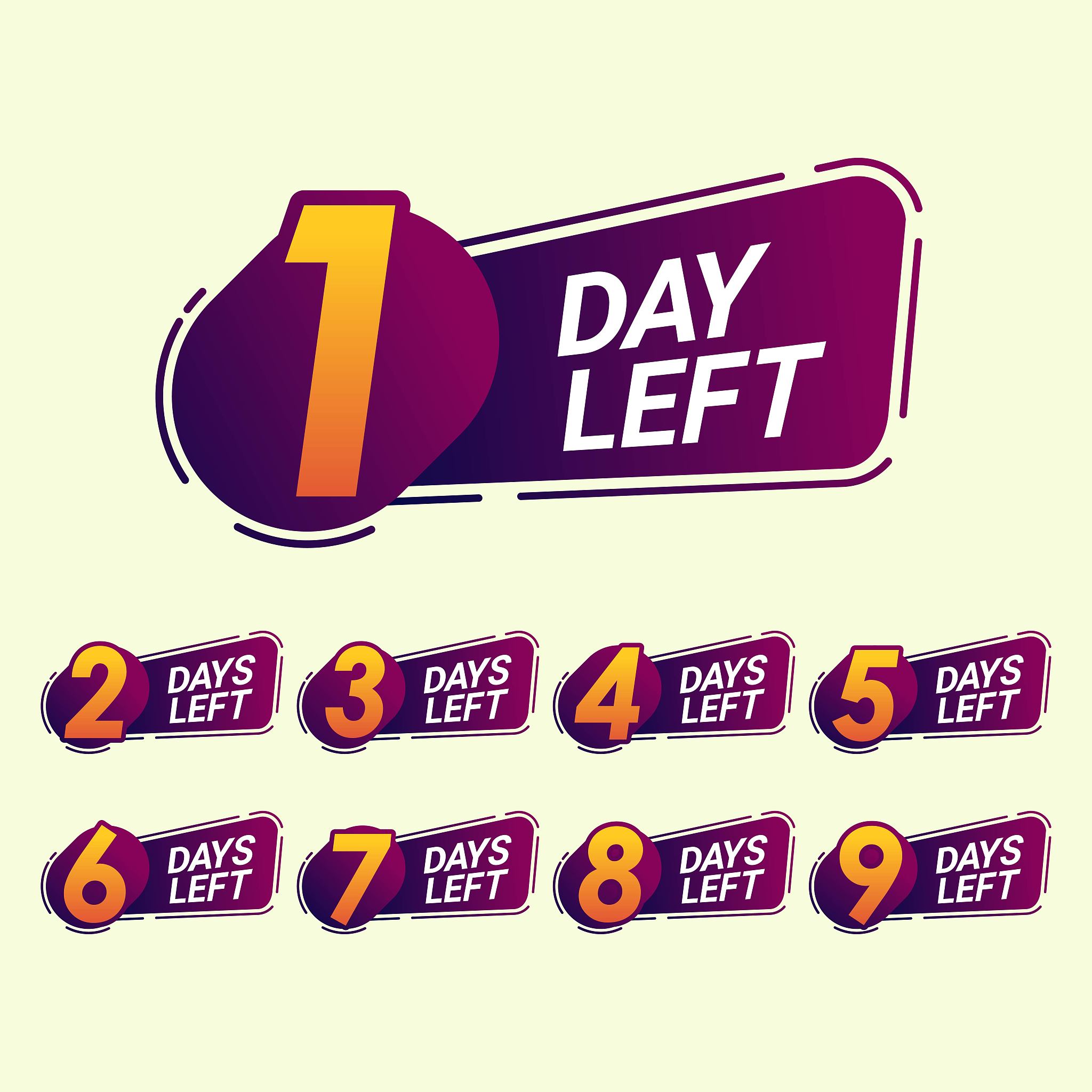 set of number days left countdown template