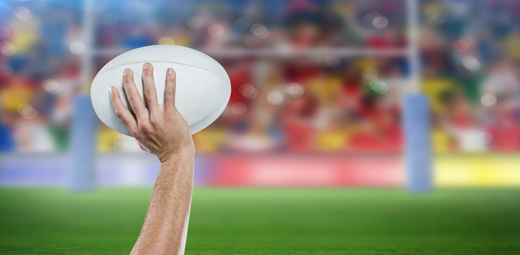 composite image of rugby player throwing