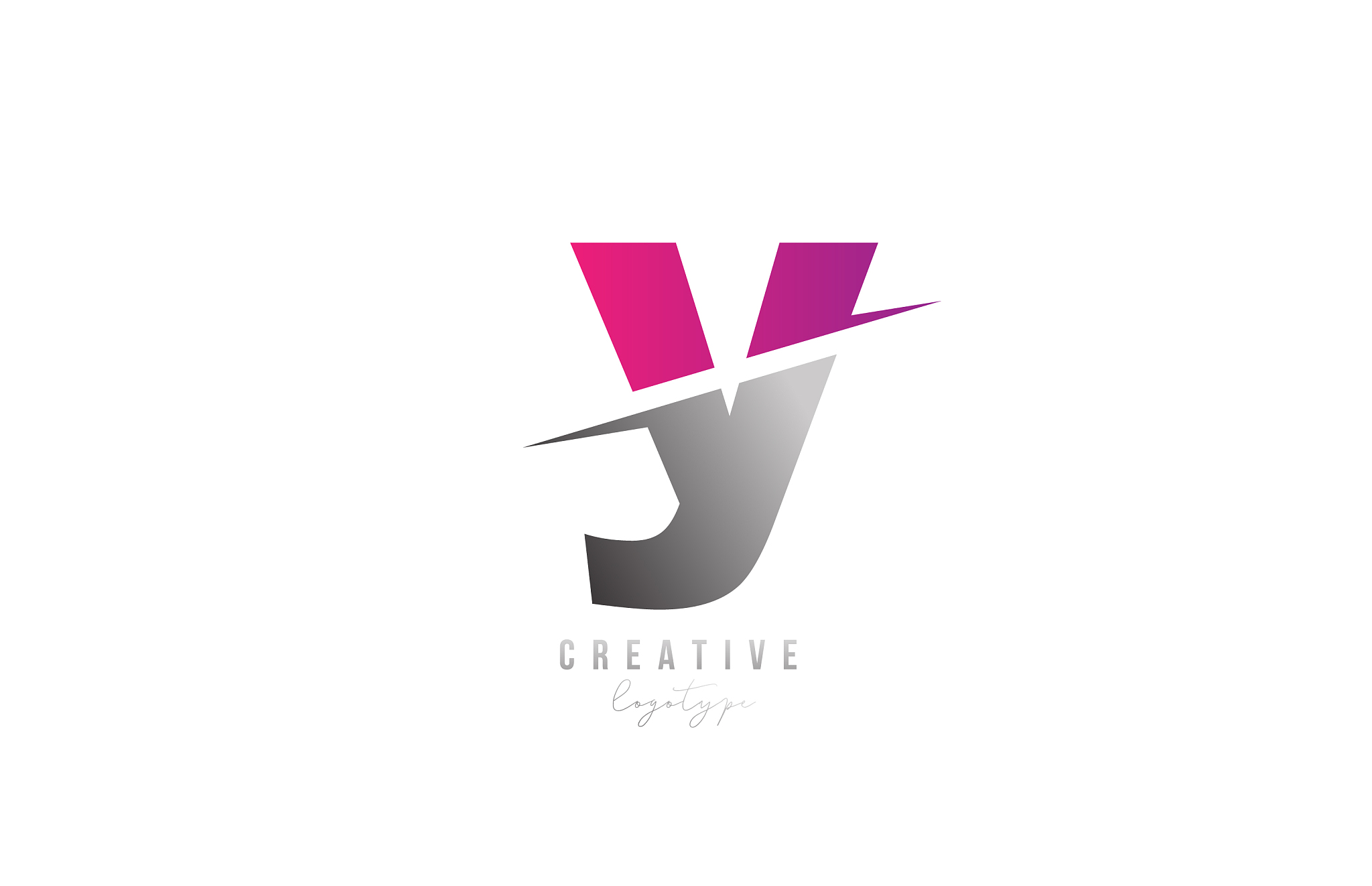 y pink and grey letter logo alphabet icon design