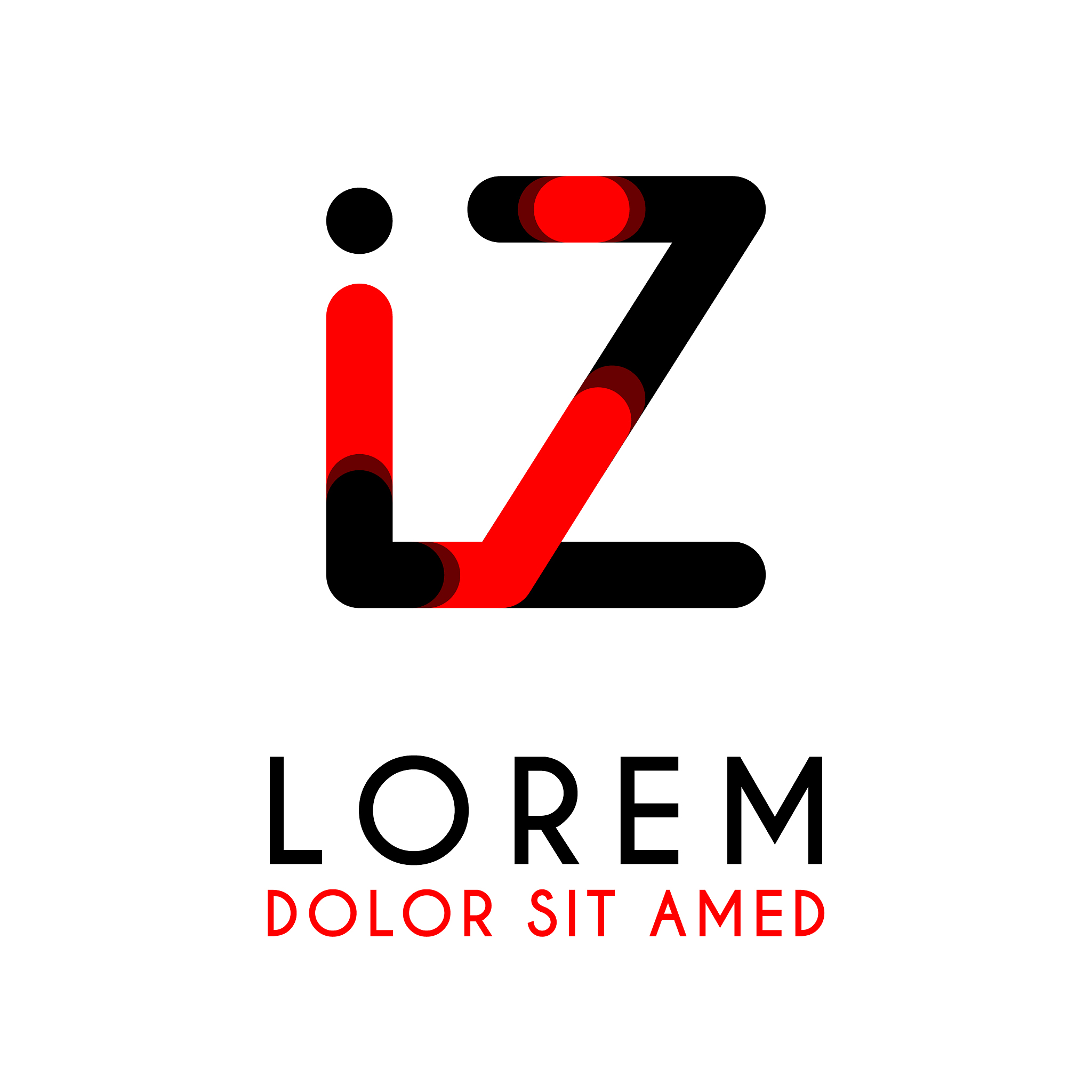 initial letter iz with red black and has rounded