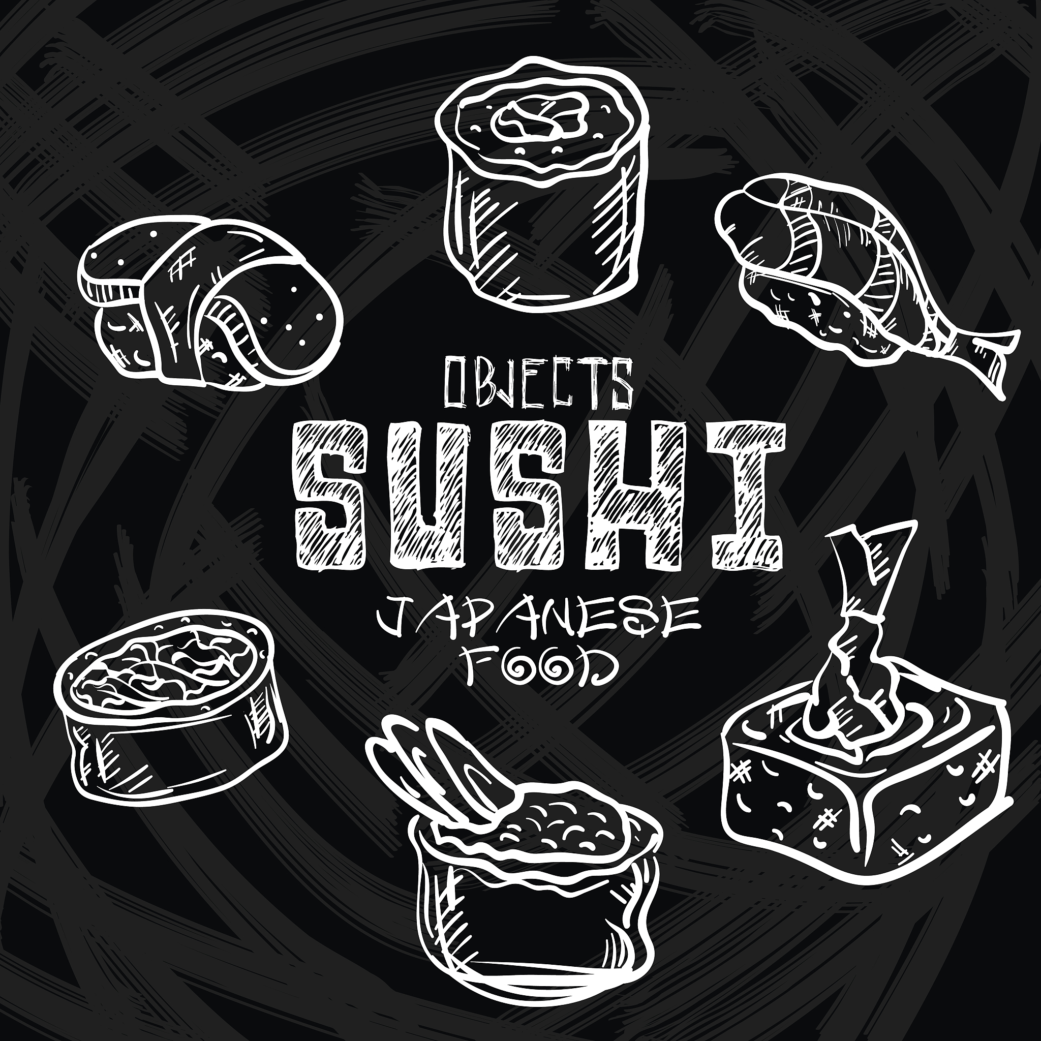 sushi objects japanese food