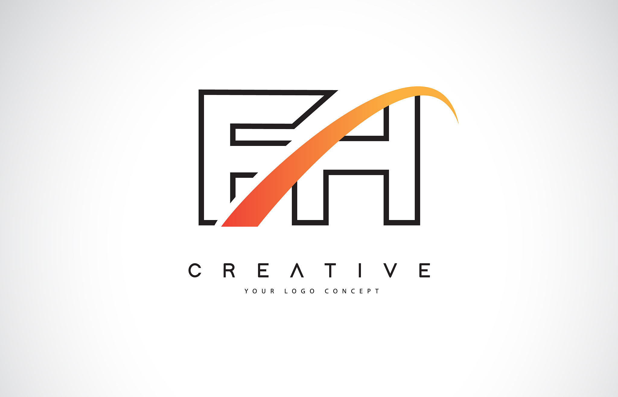 fh f h swoosh letter logo design with modern
