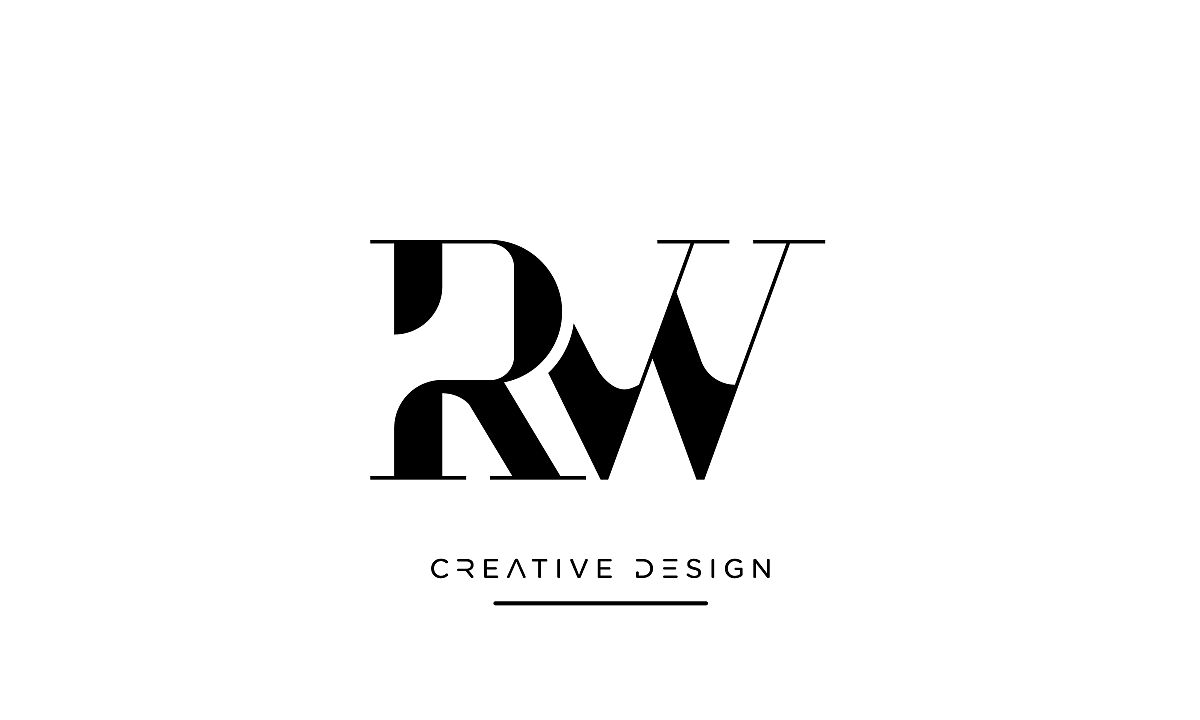 现代抽象字母rw, wr标志设计.最小rw,初始基于wr的图标向量