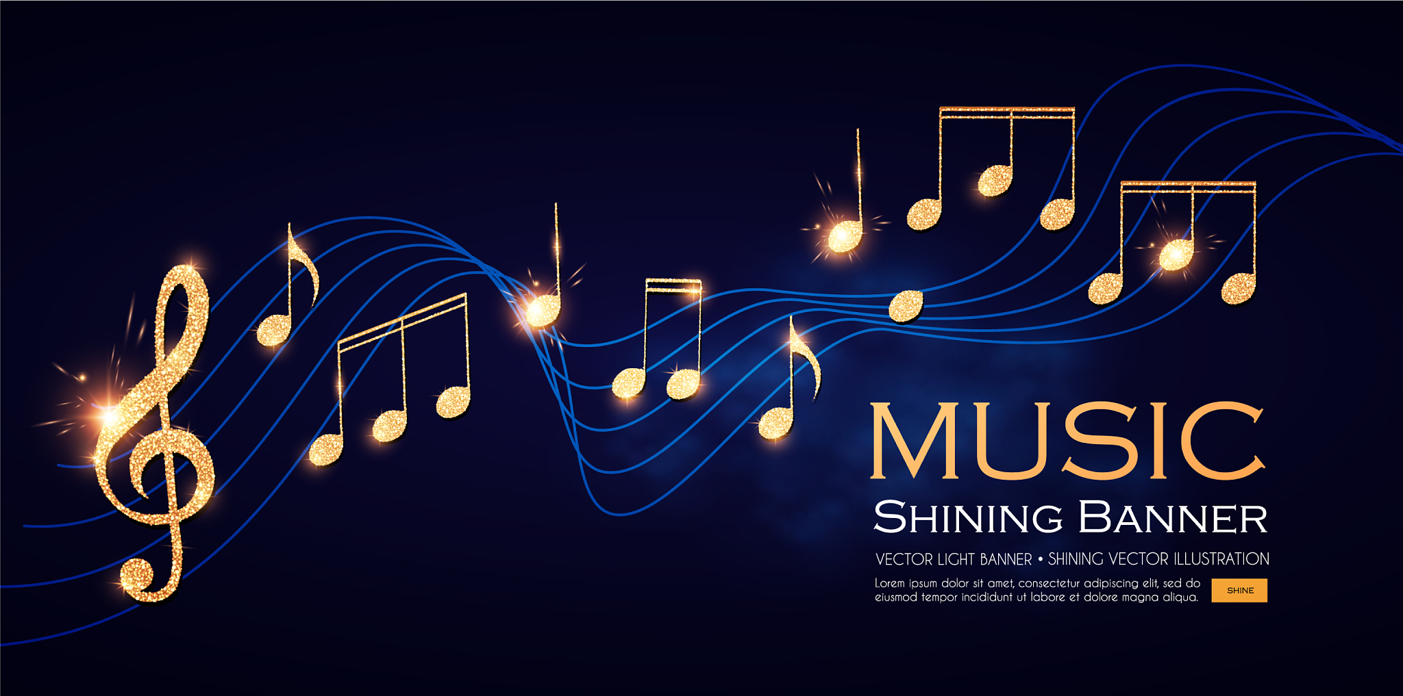 music notes and treble clef on swirling tave