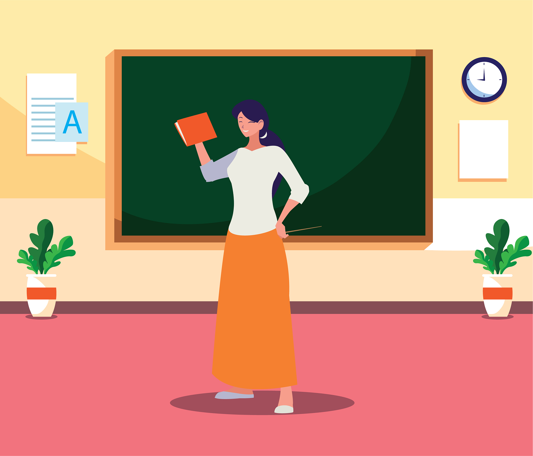 female teacher in classroom character
