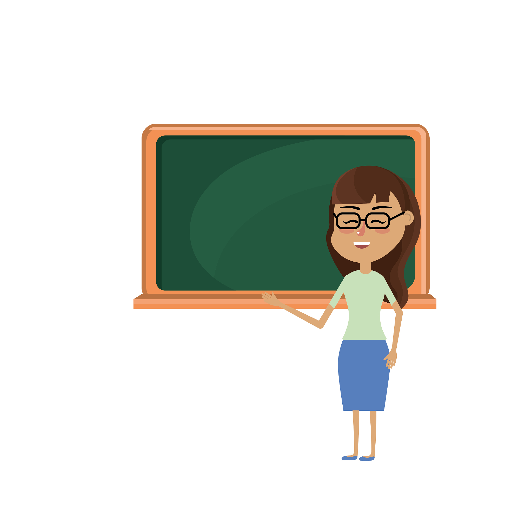 woman teacher teaching to the student in the blackboard