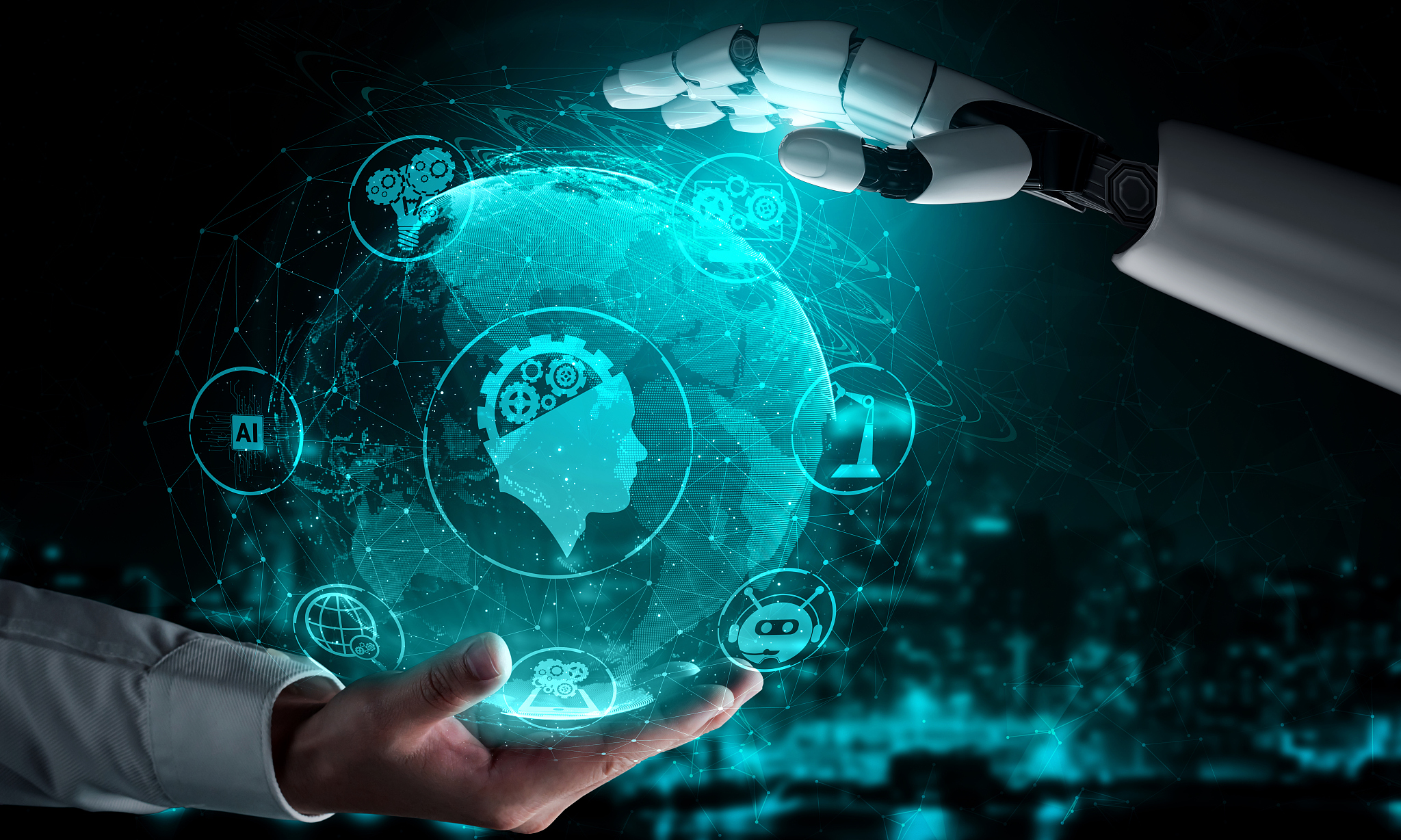 future artificial intelligence robot and cyborg.