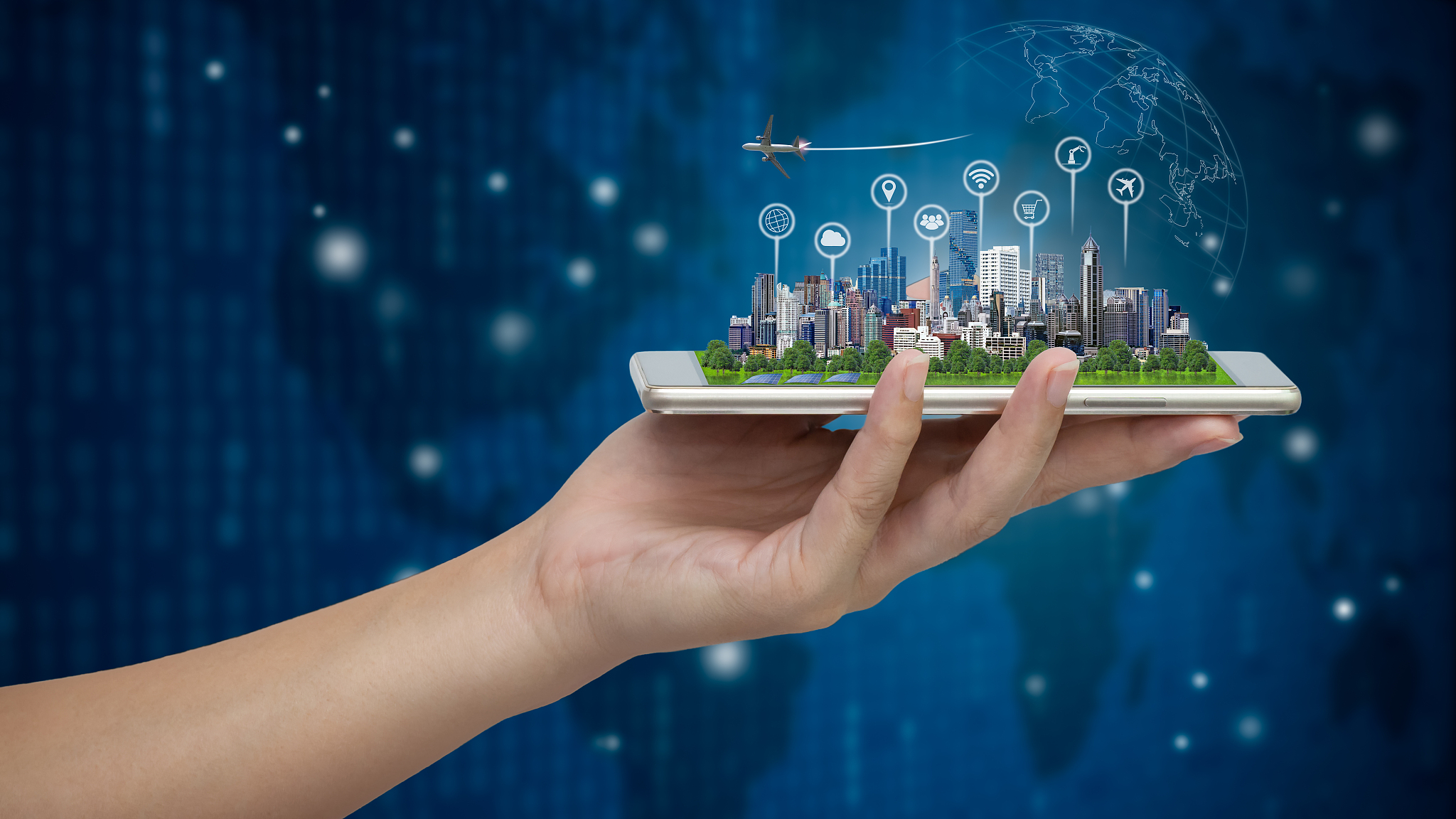 smart city on smartphone.