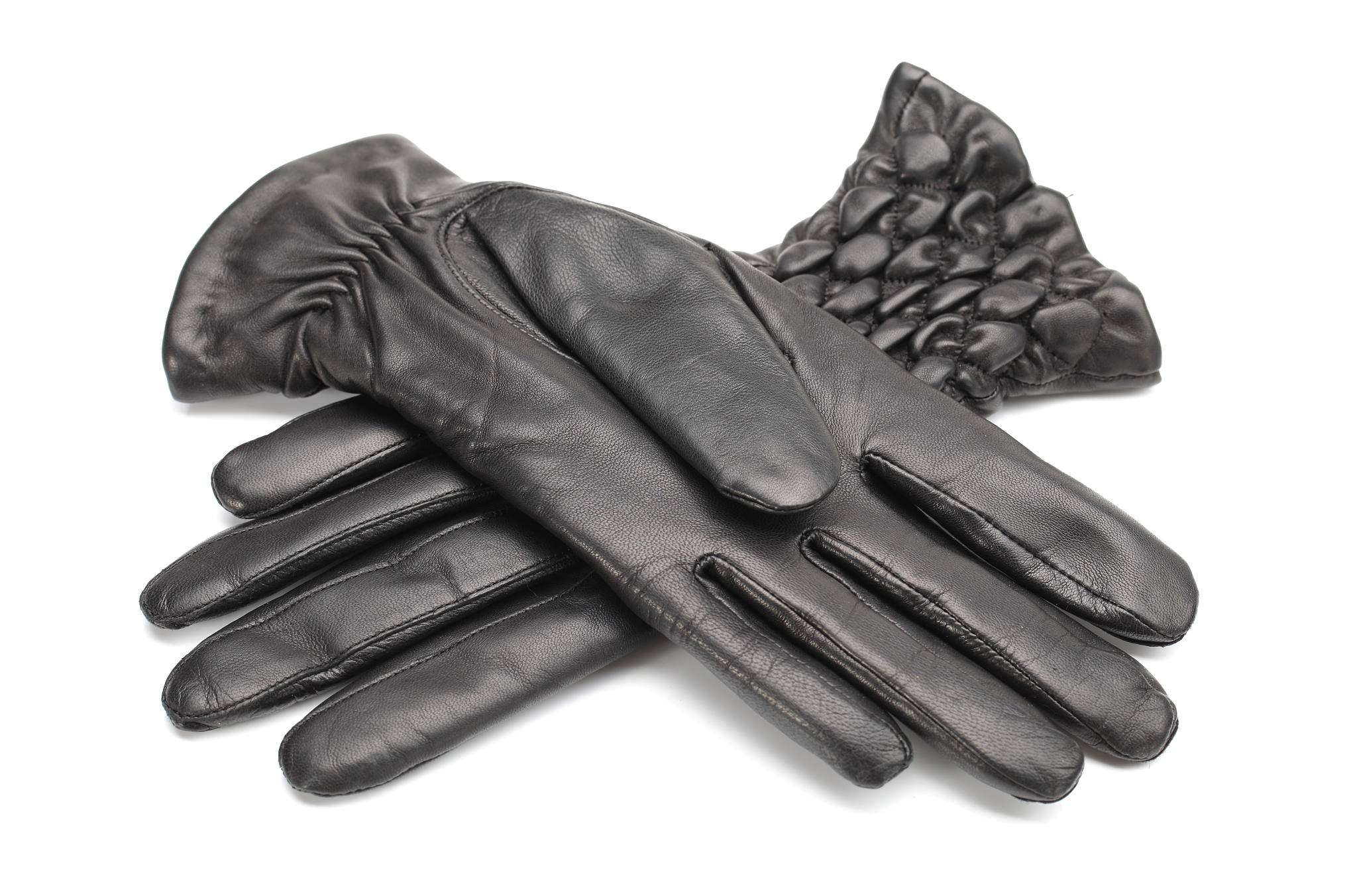 black leather gloves  isolated on white background
