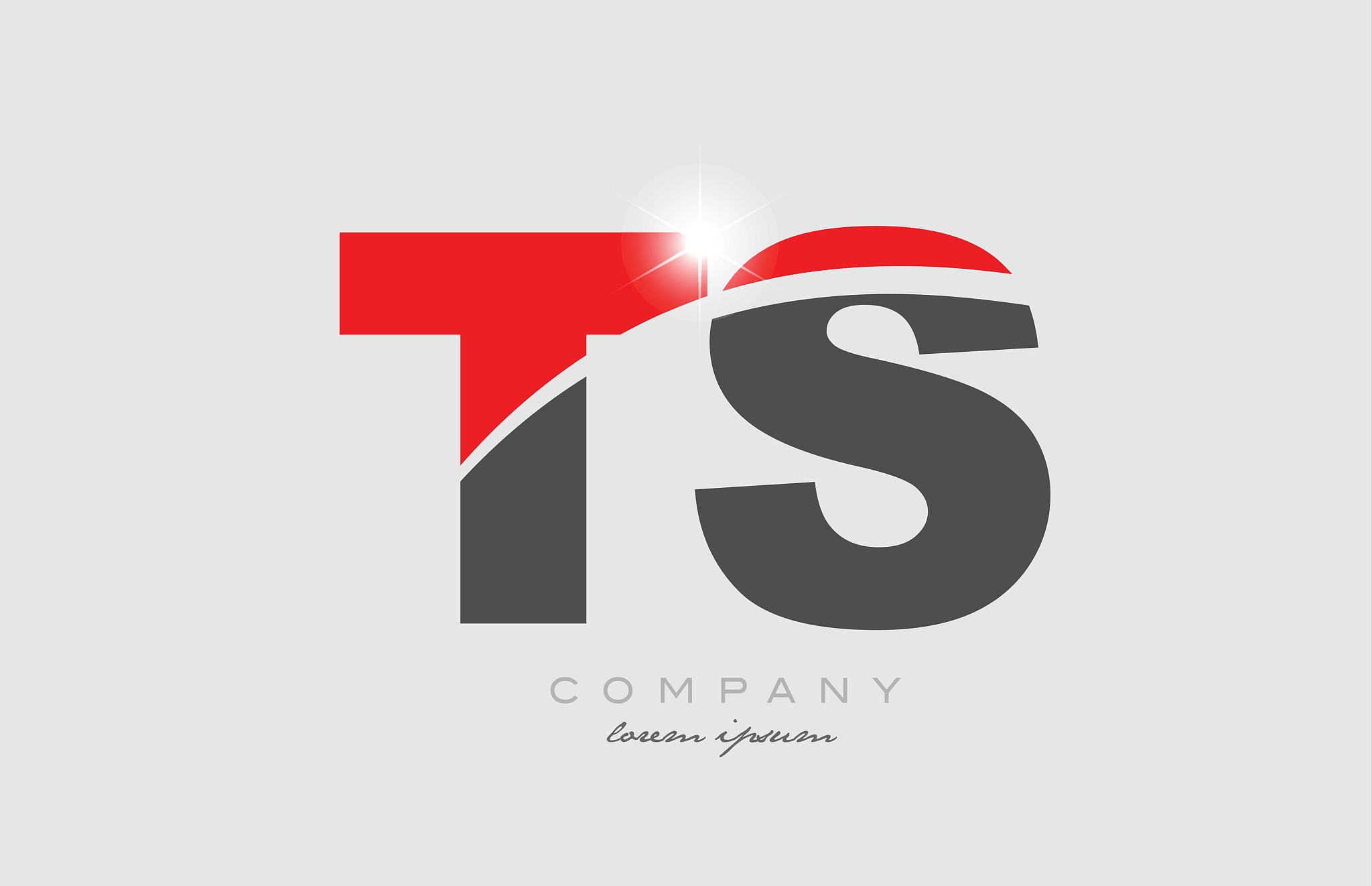 combination letter ts t s in grey red color alphabet for logo ic
