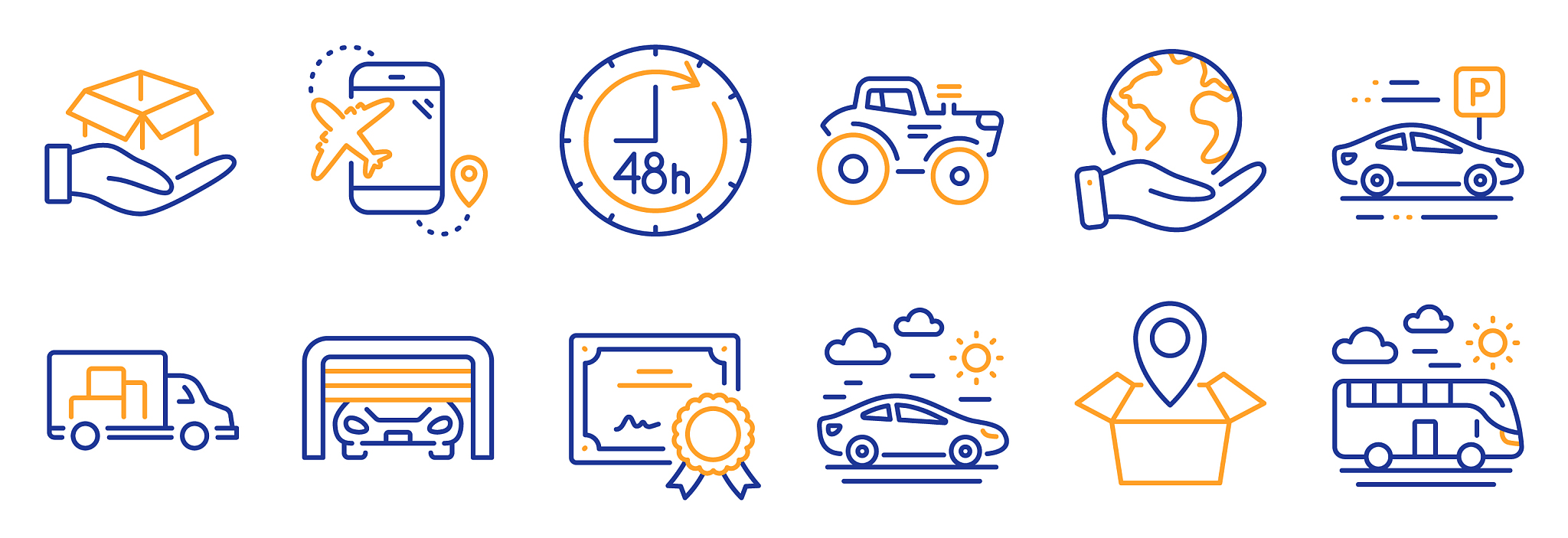 set transportation icons such as parking