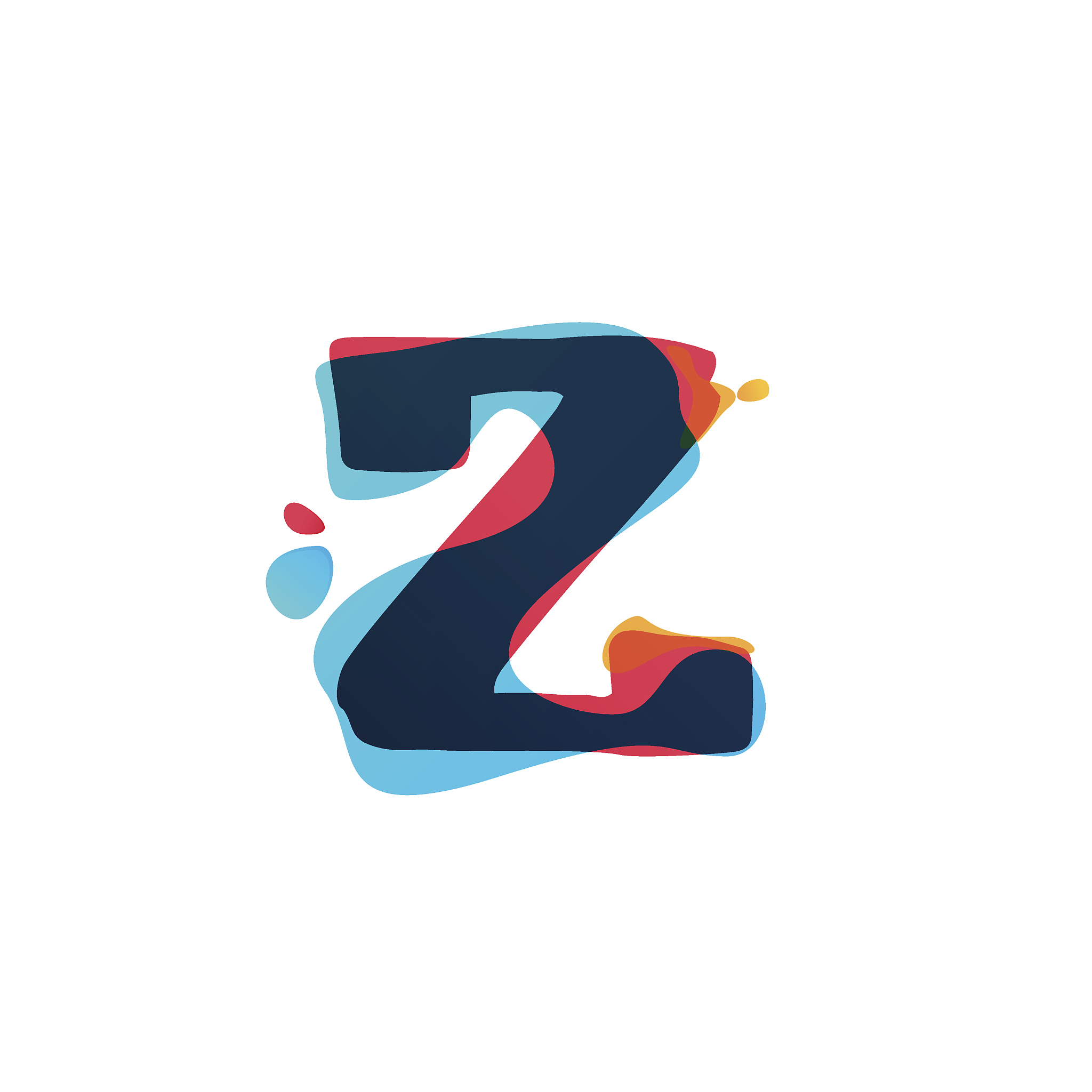 z letter icon with colorful watercolor splashes.