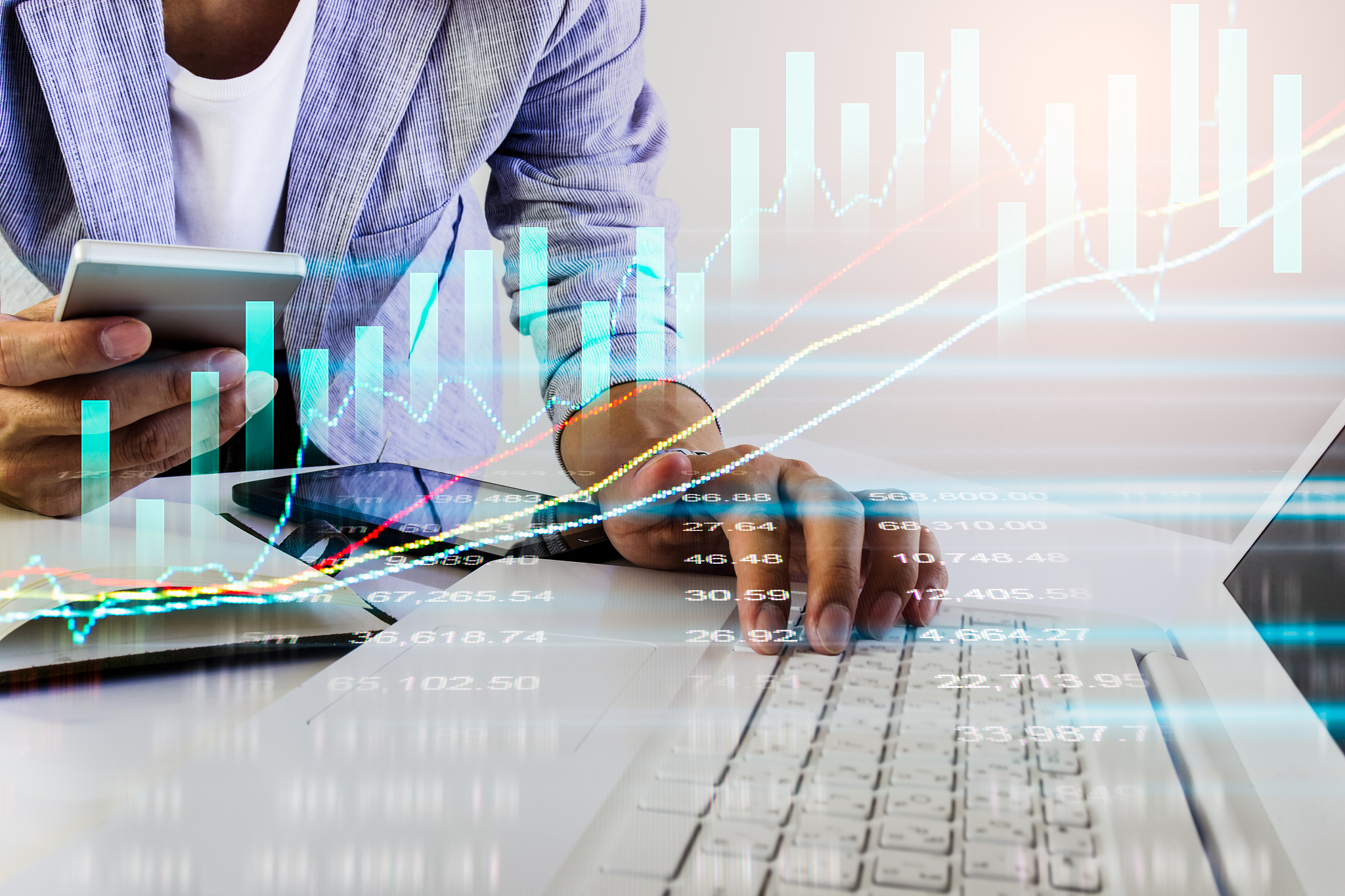 stock market or forex trading graph and candlestick chart suitab