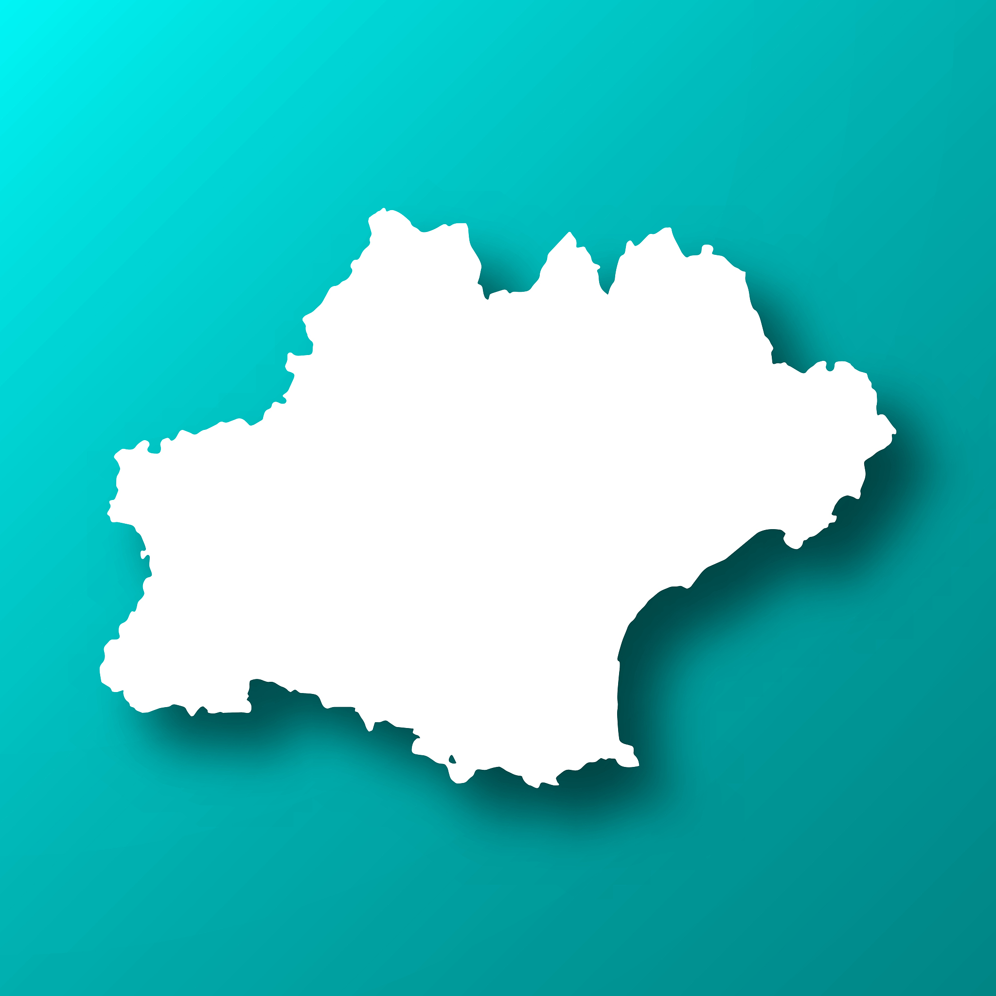 occitany map on blue green background with shadow