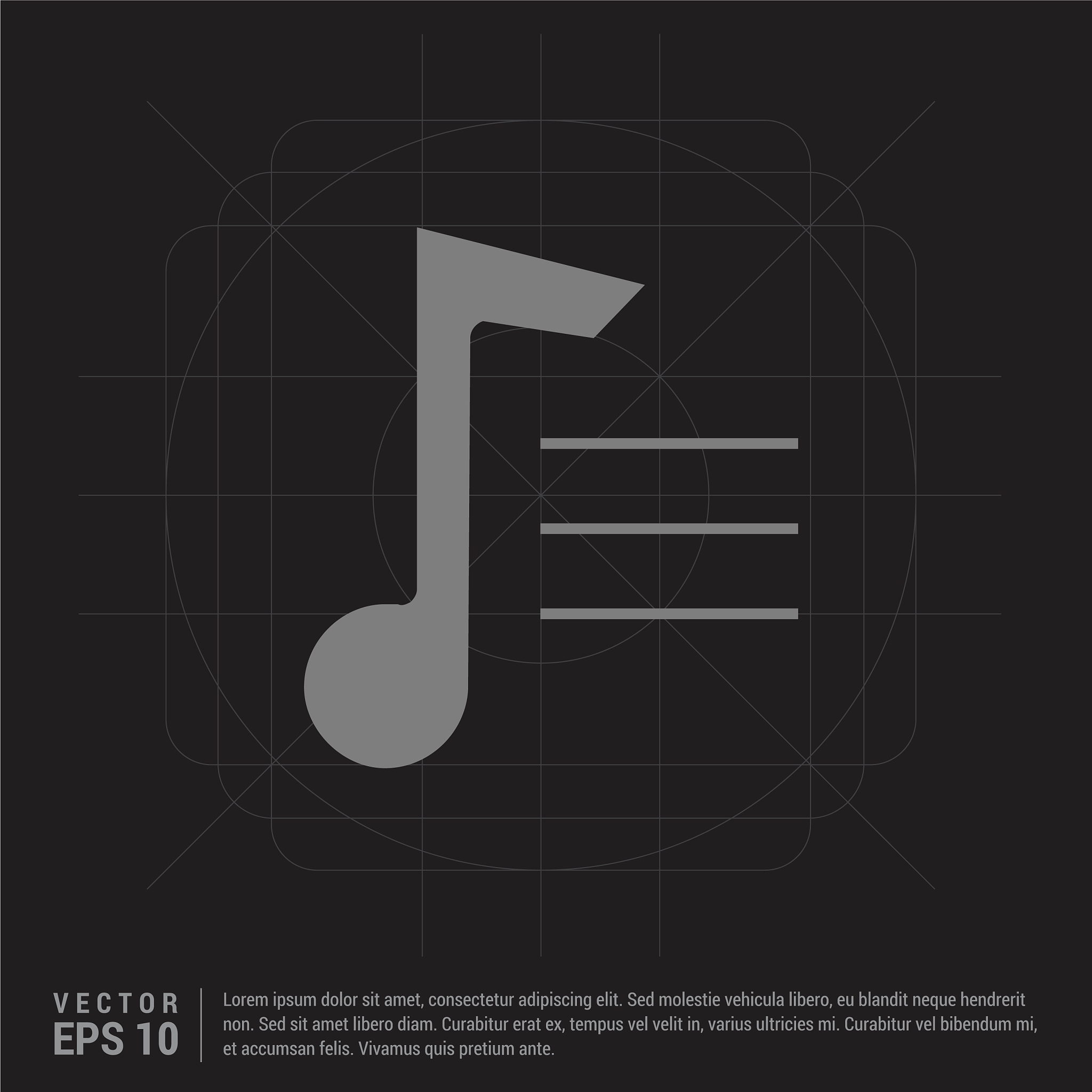 music note icon - black creative background
