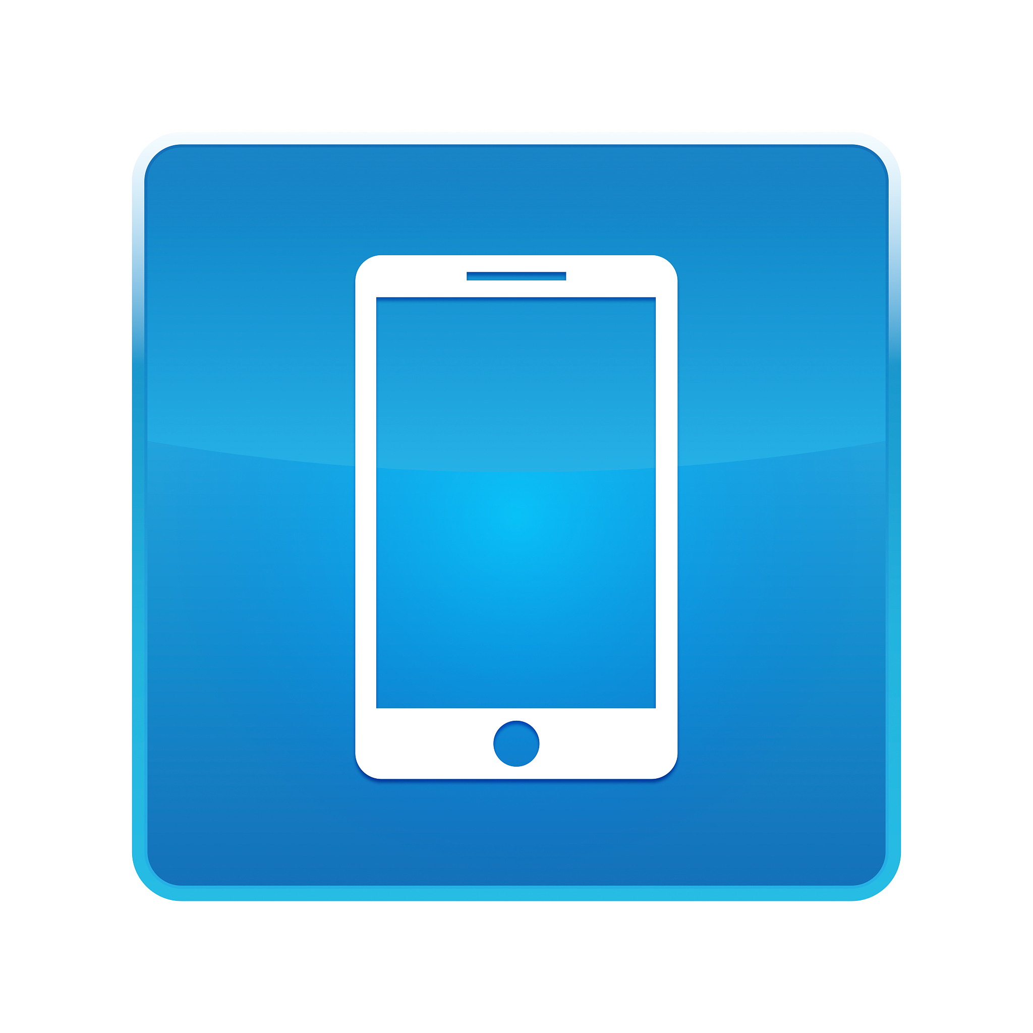 smartphone icon shiny blue square button