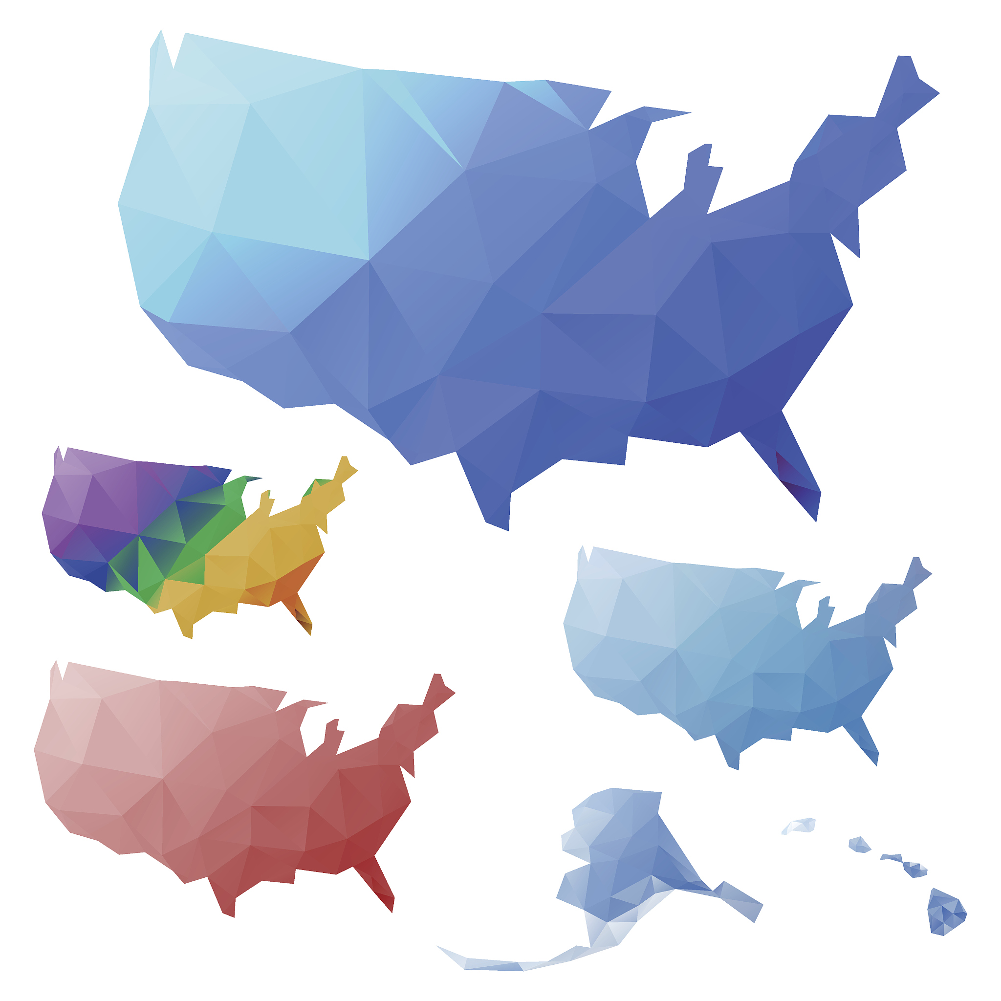 low poly maps of the united states of america