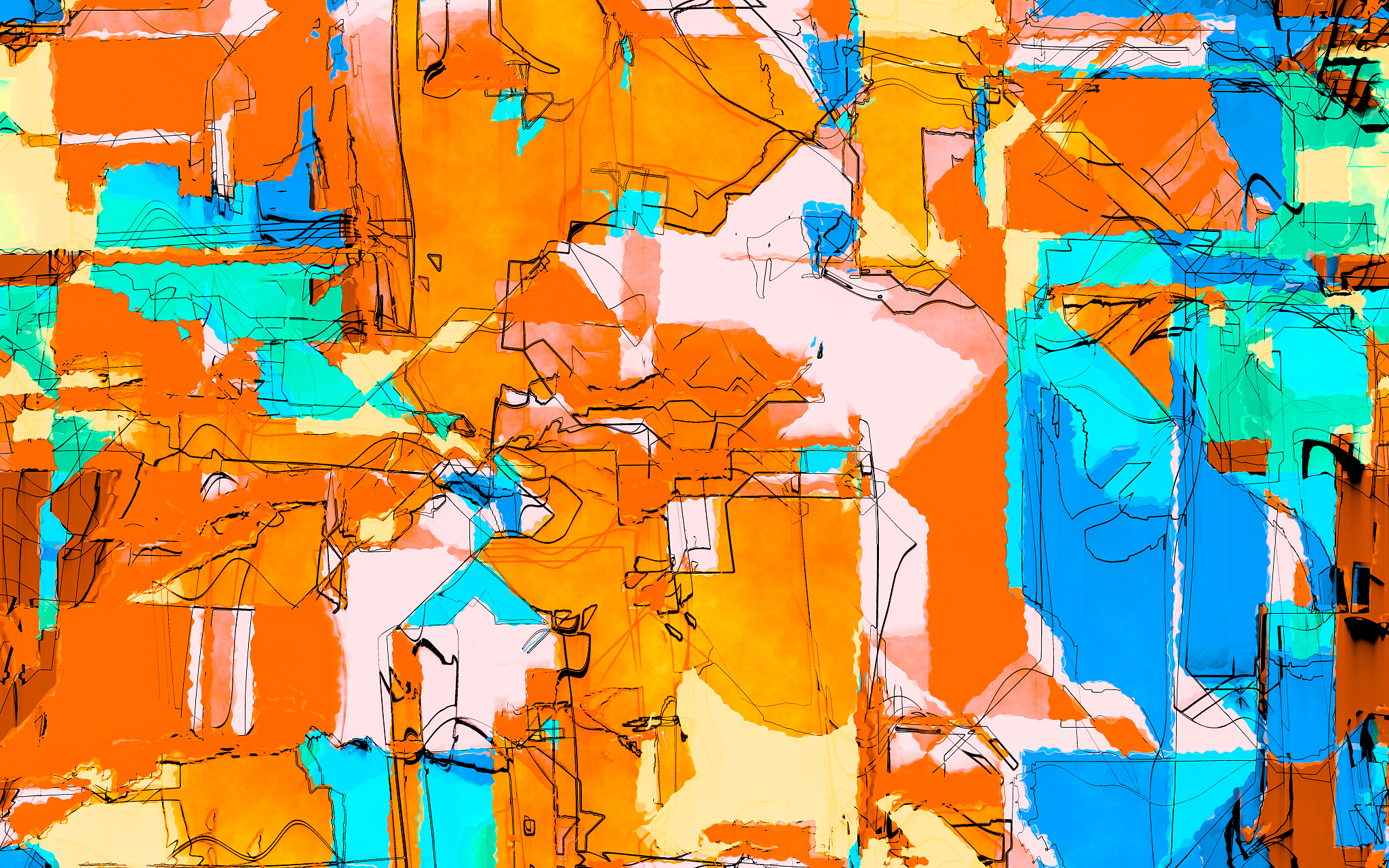 abstract blue orange geometric lines technology background
