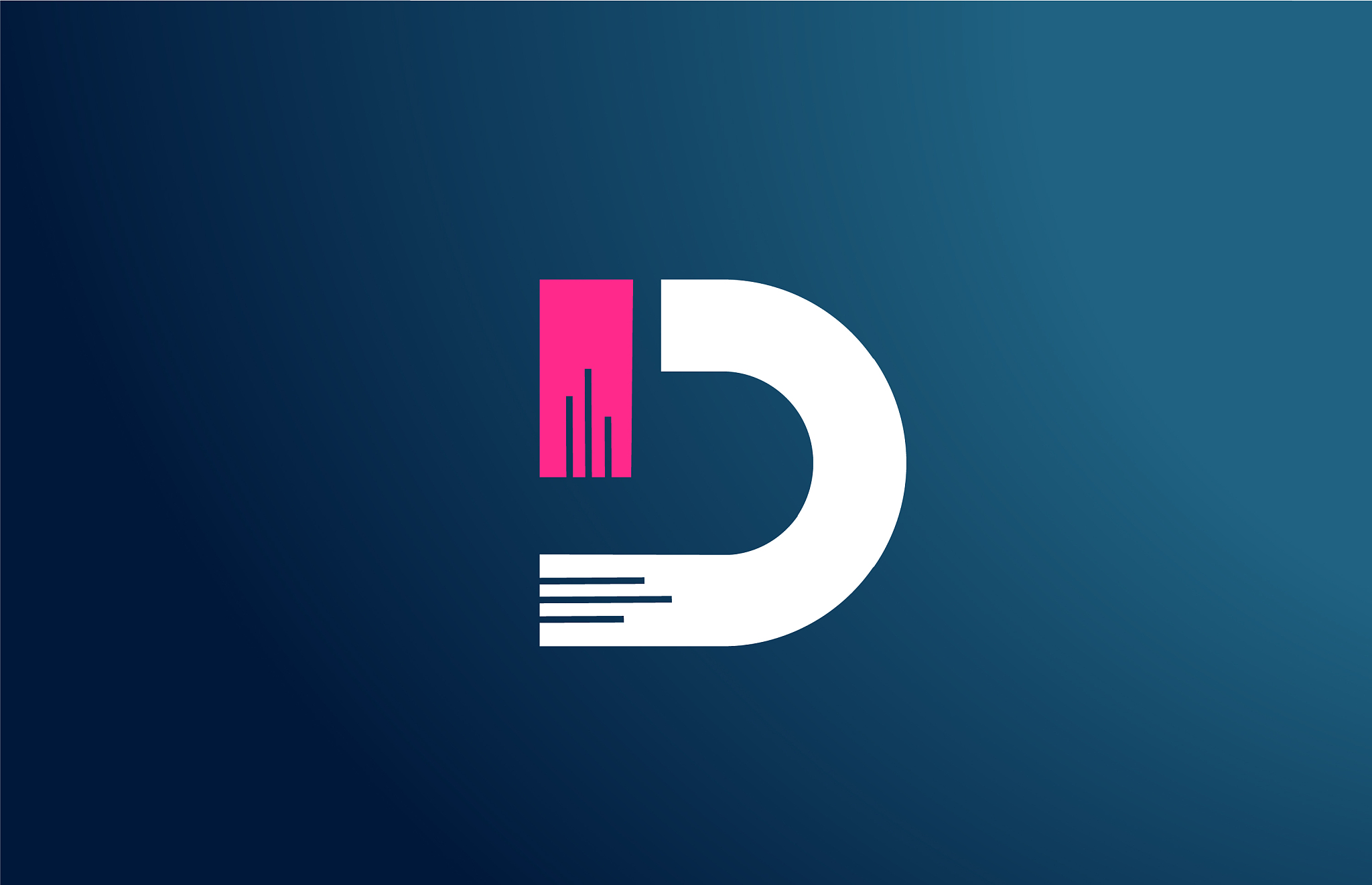 blue white pink alphabet d logo letter design