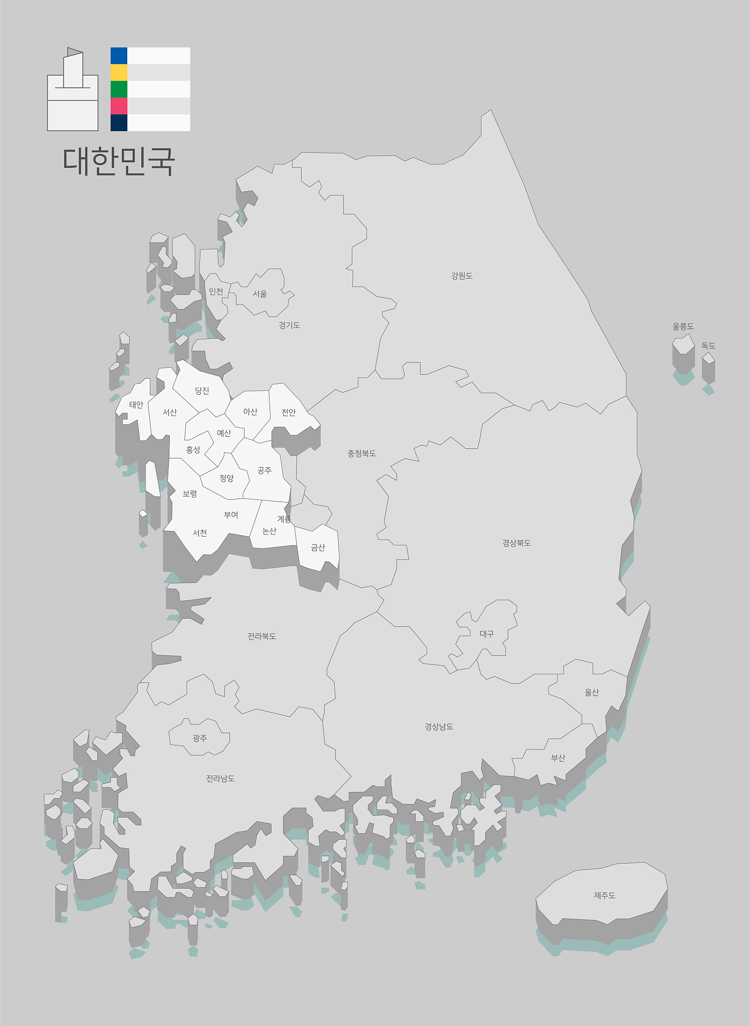local map of south korea line vector illustration 020