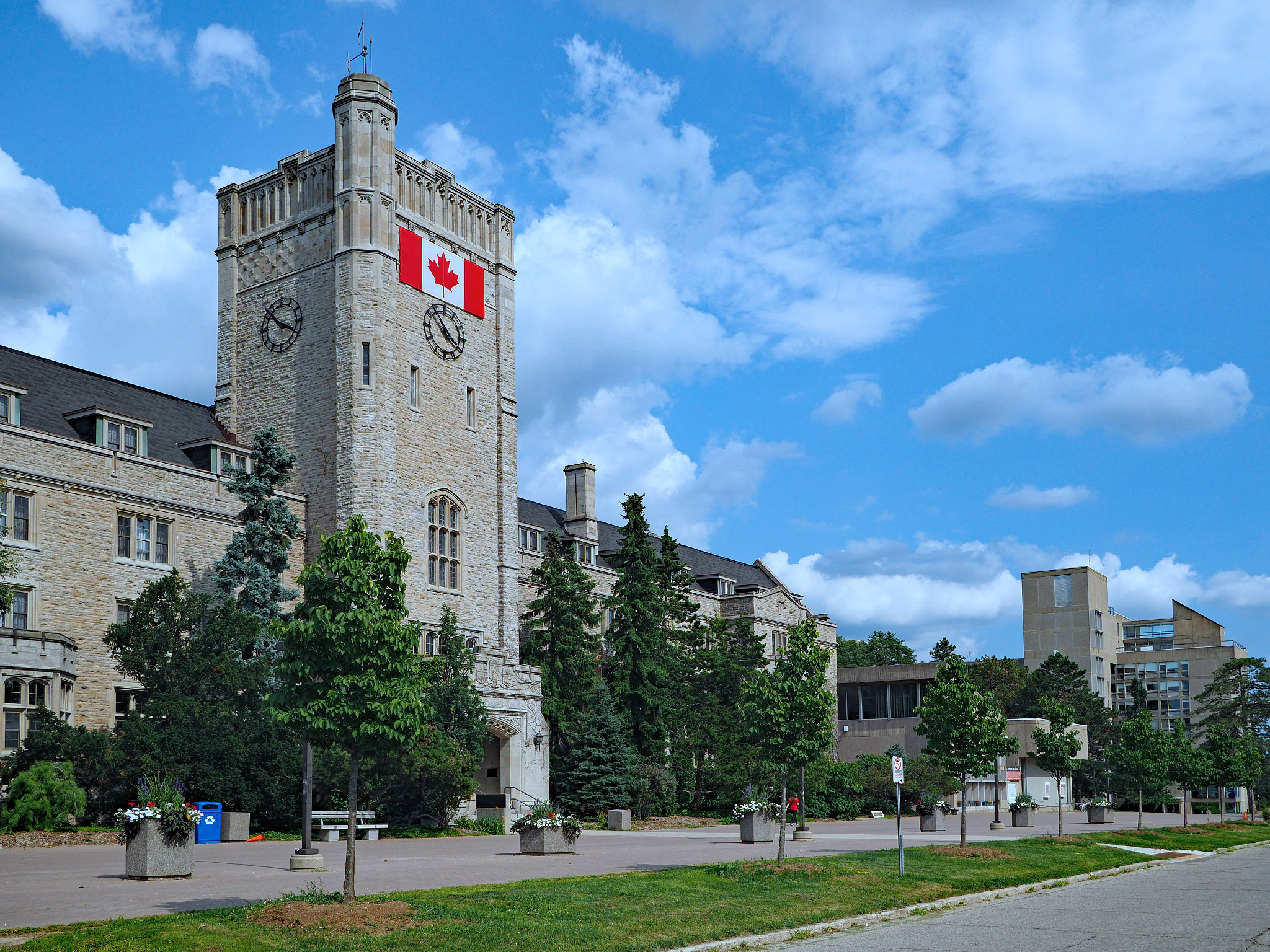 university building with canadian flag