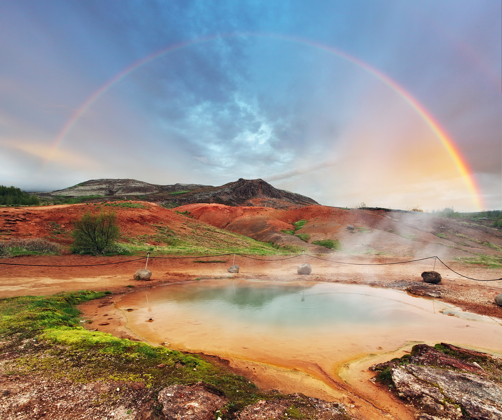 geothermal hot water at the geysir district in iceland