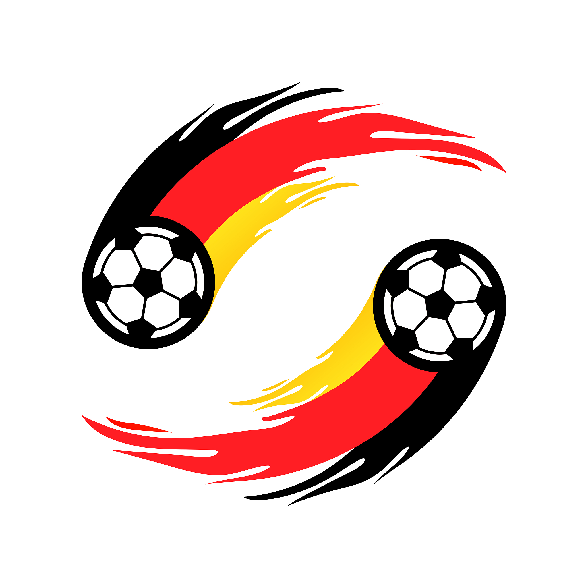 soccer or football with fire tail in germany flag.