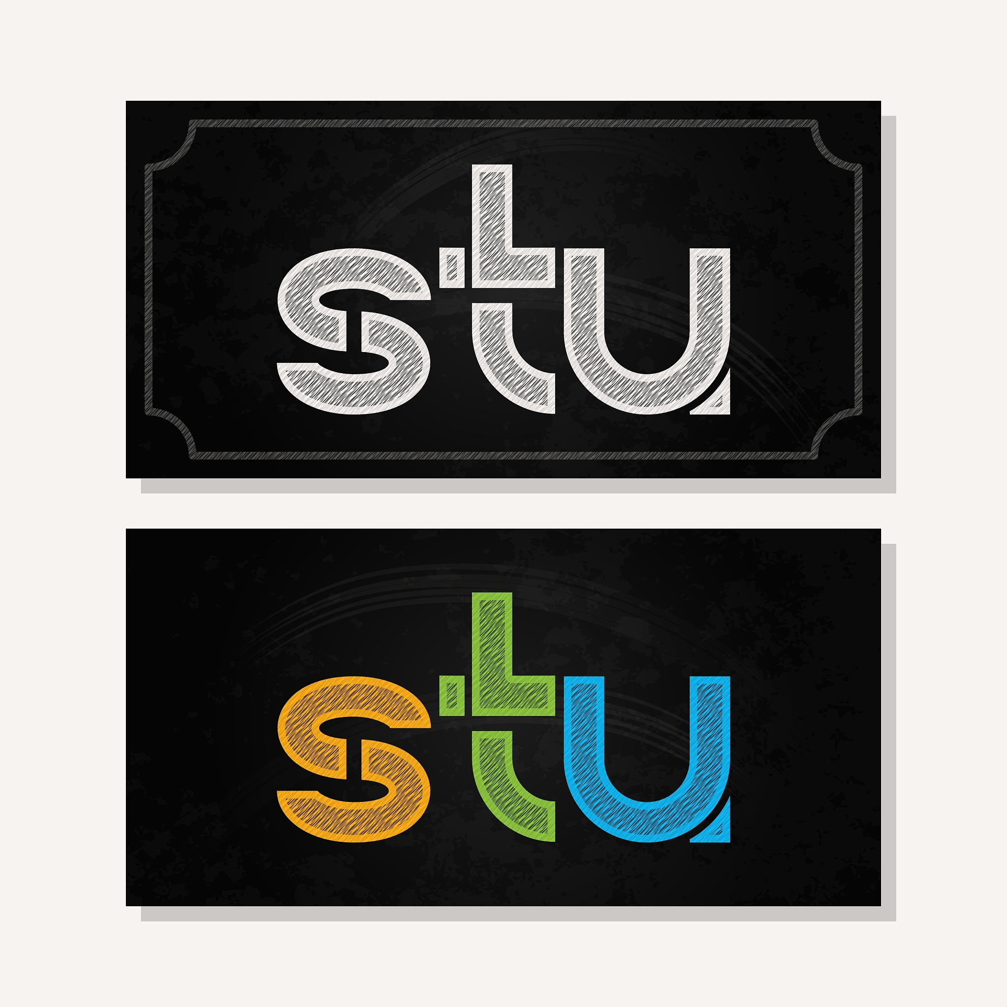 letter s t u logo alphabet chalk icon set