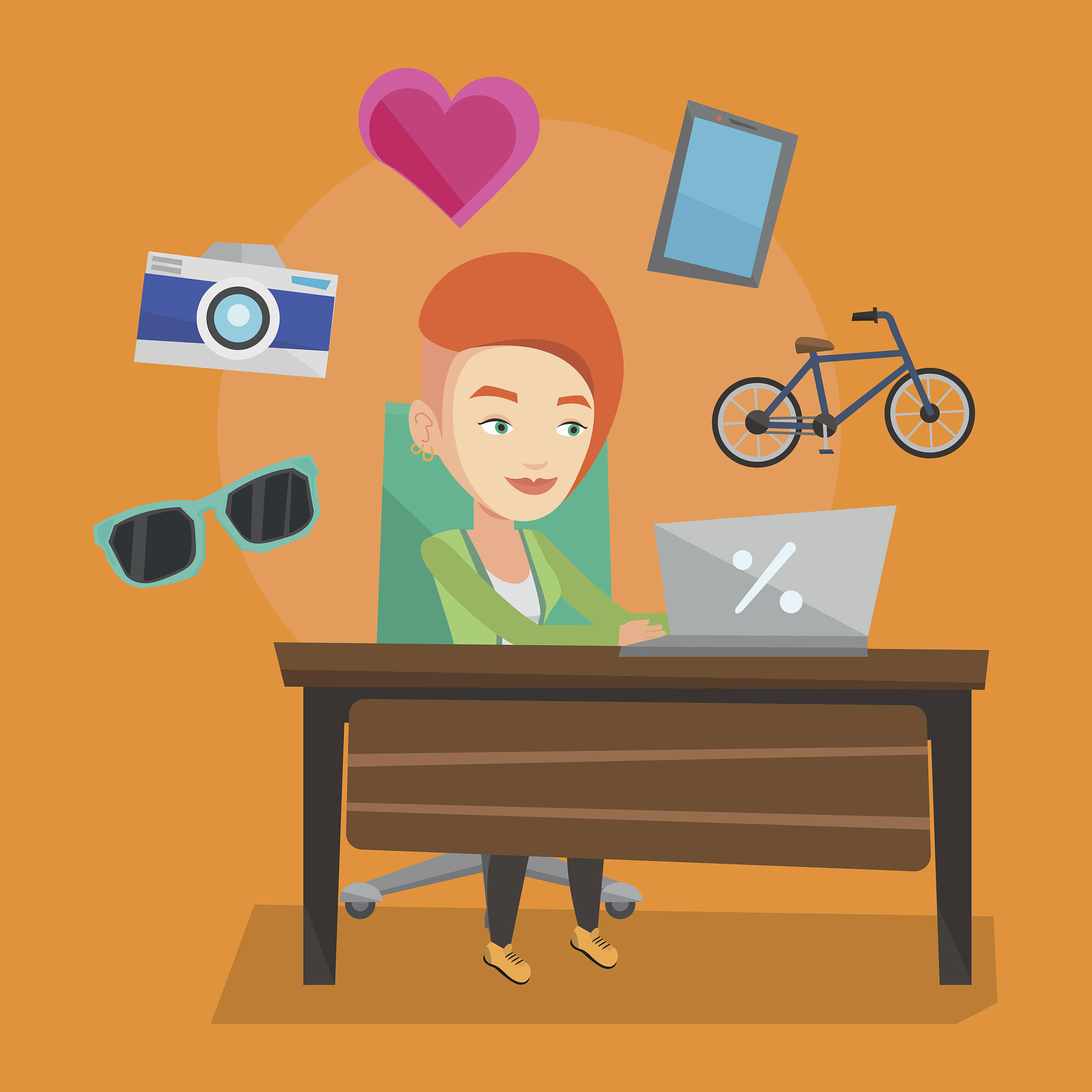 woman shopping online vector illustration