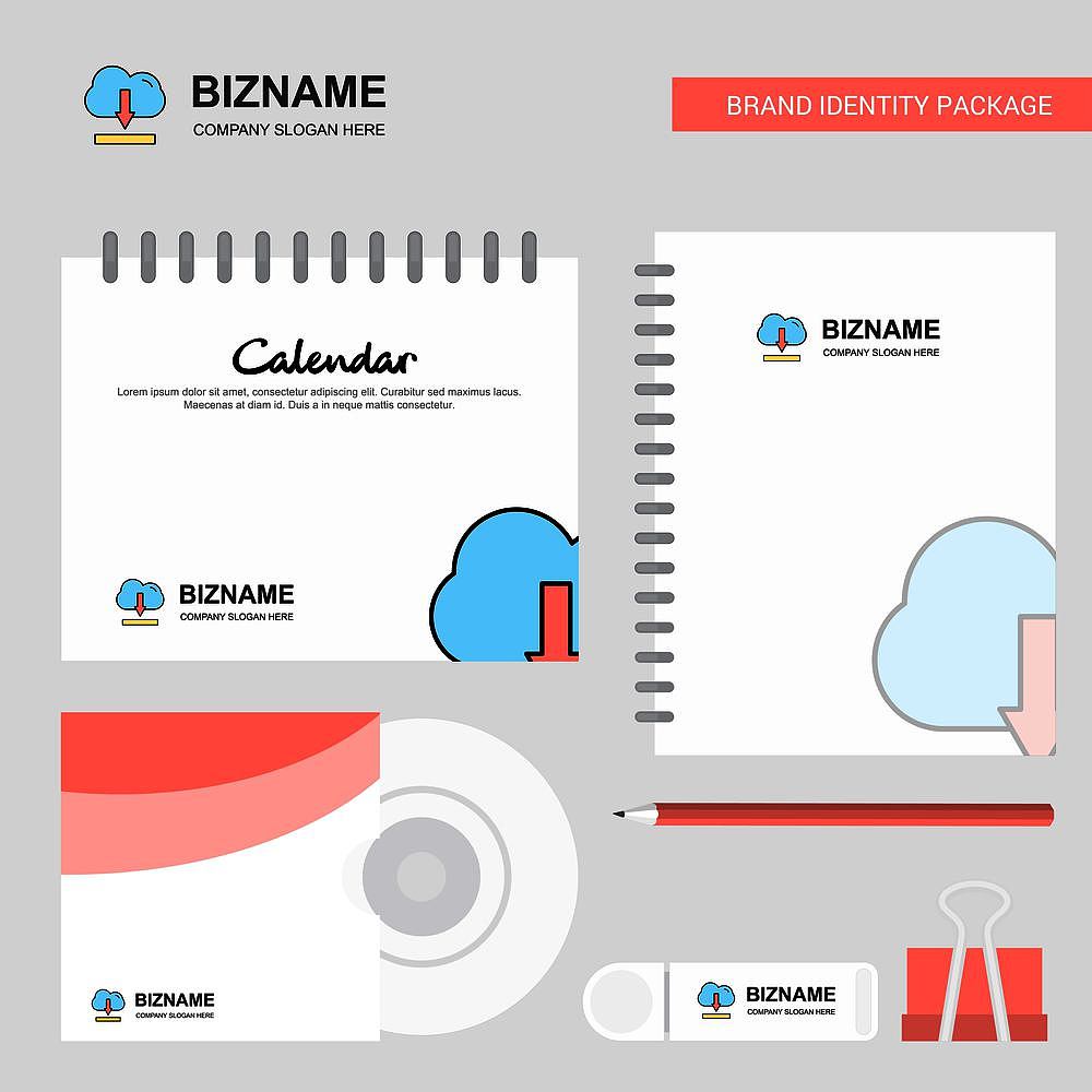 cloud downloading  logo, calendar template, cd cover, diary and 