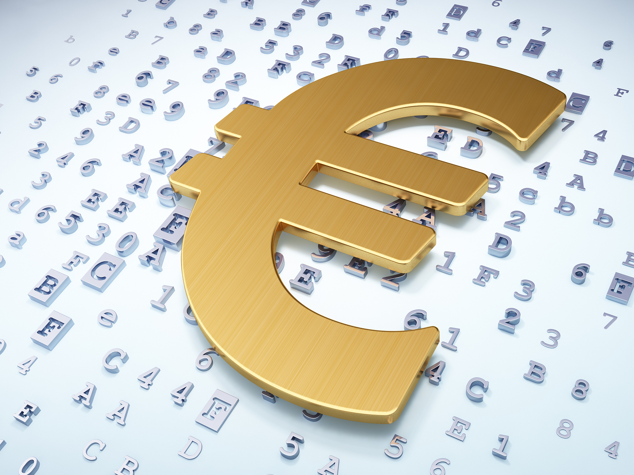 currency concept: golden euro on digital background