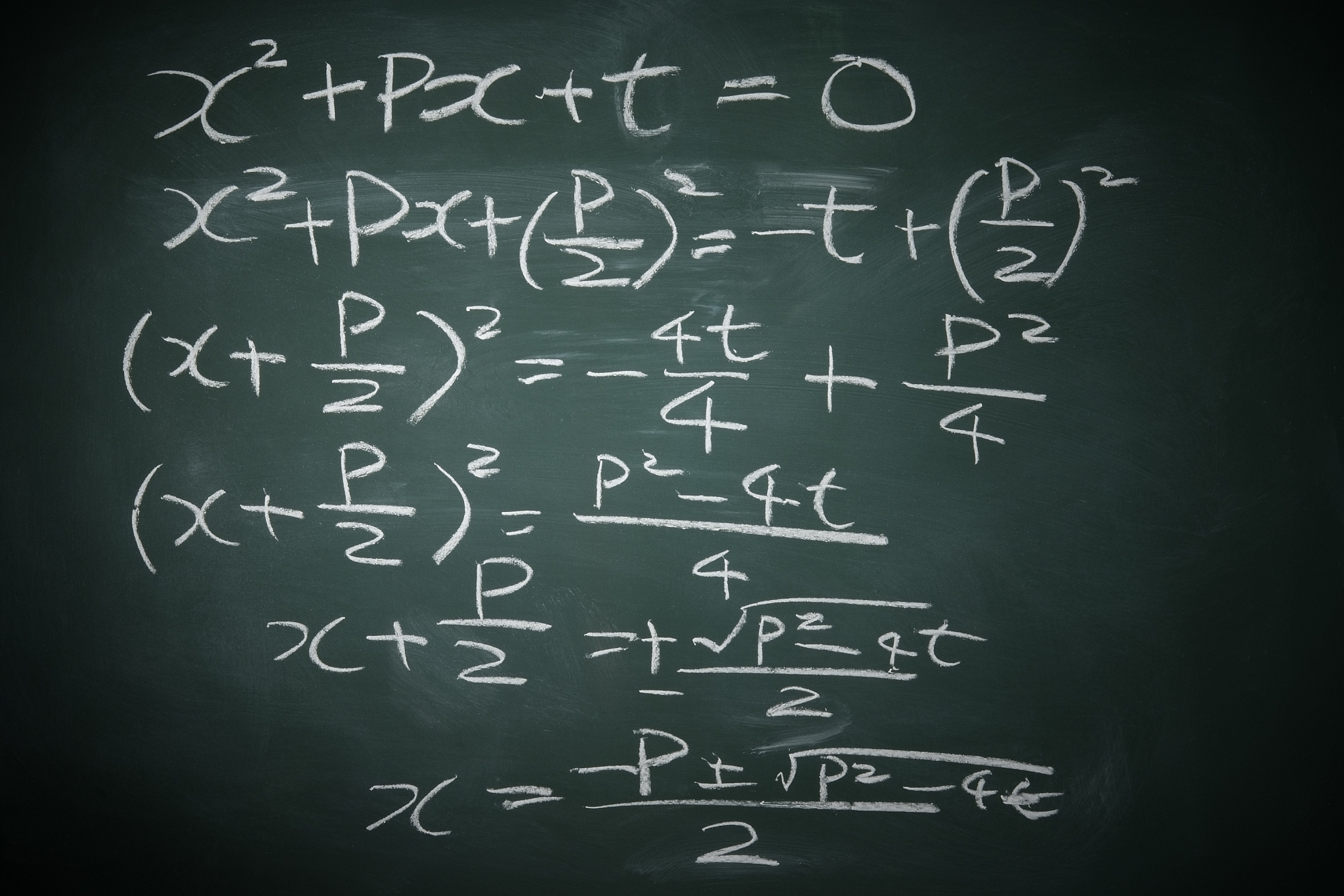 mathematical formulas on a blackboard