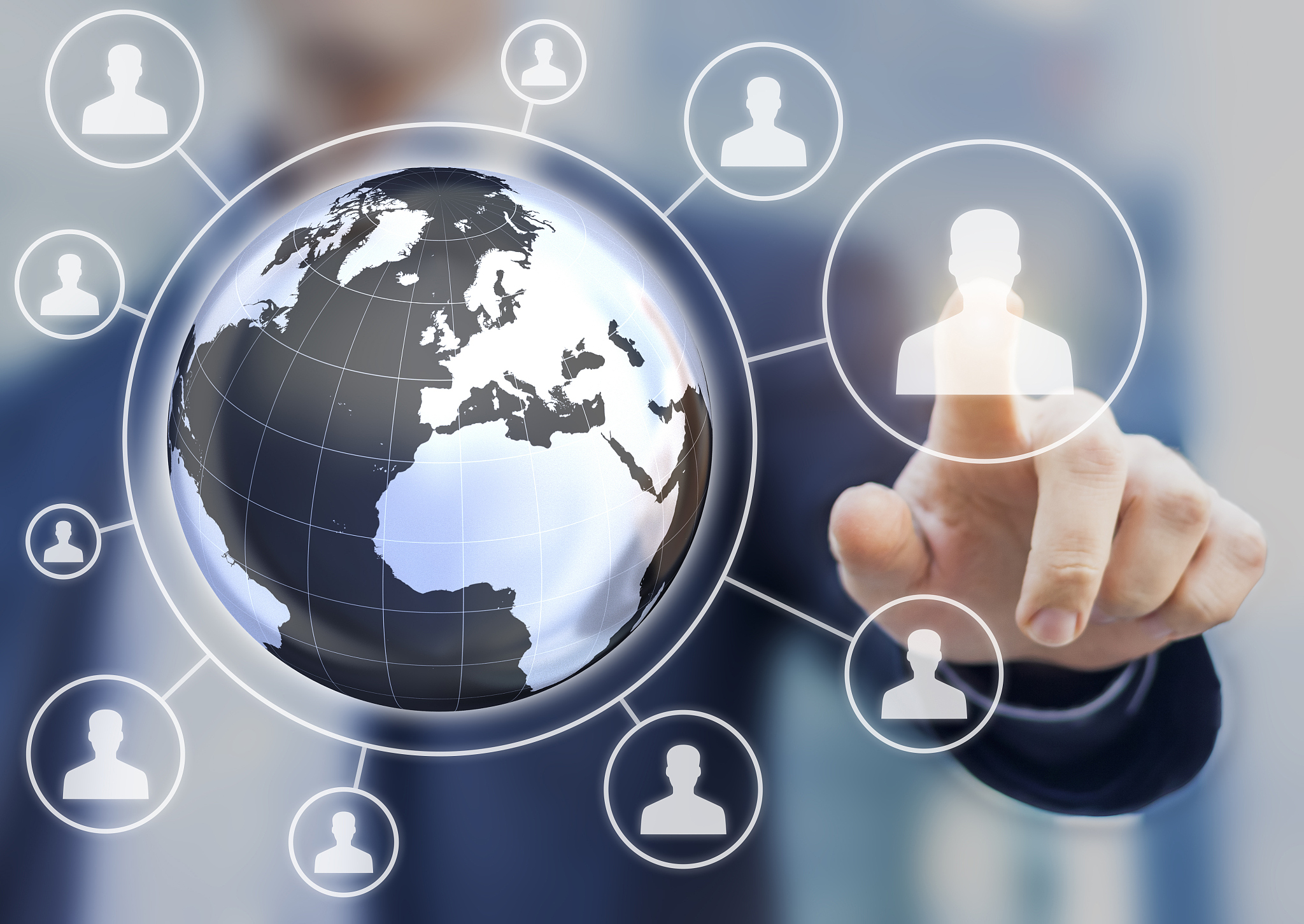 multi-national human resources management concept, 3d globe, map