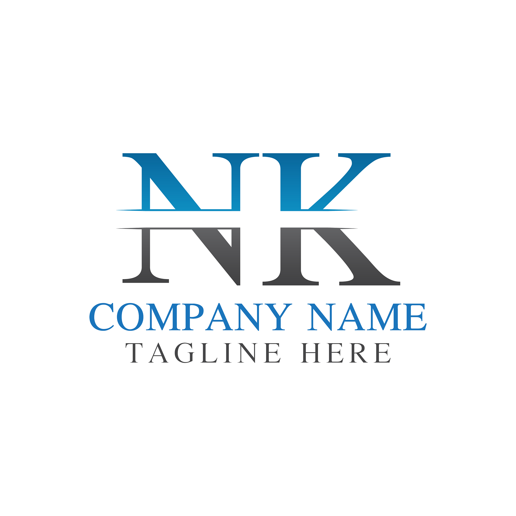 initial monogram letter nk logo design template
