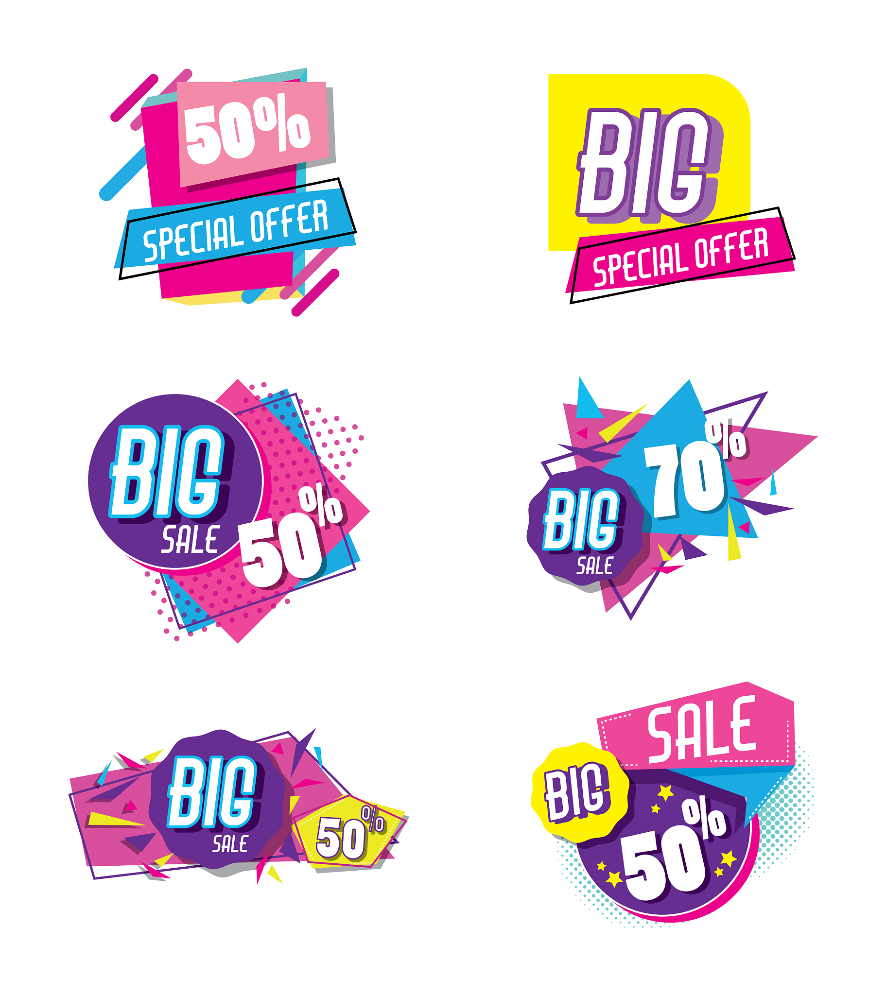 set of big sale shopping poster