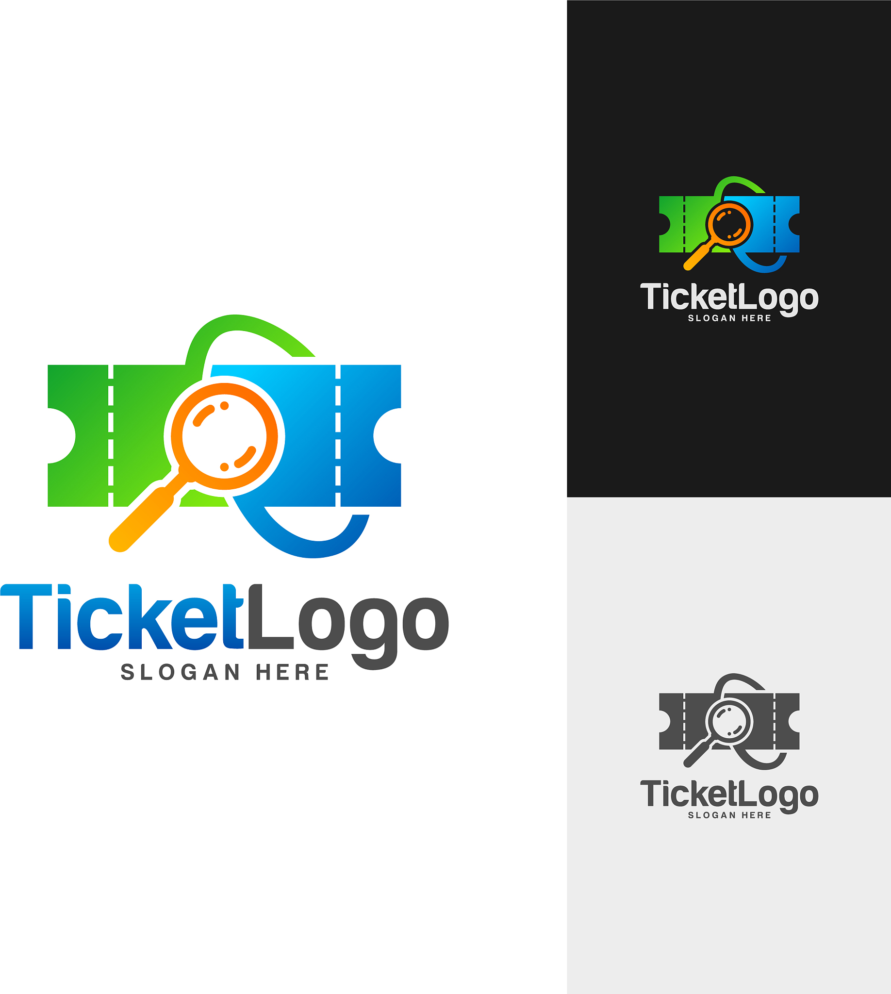 search ticket logo template design emblem