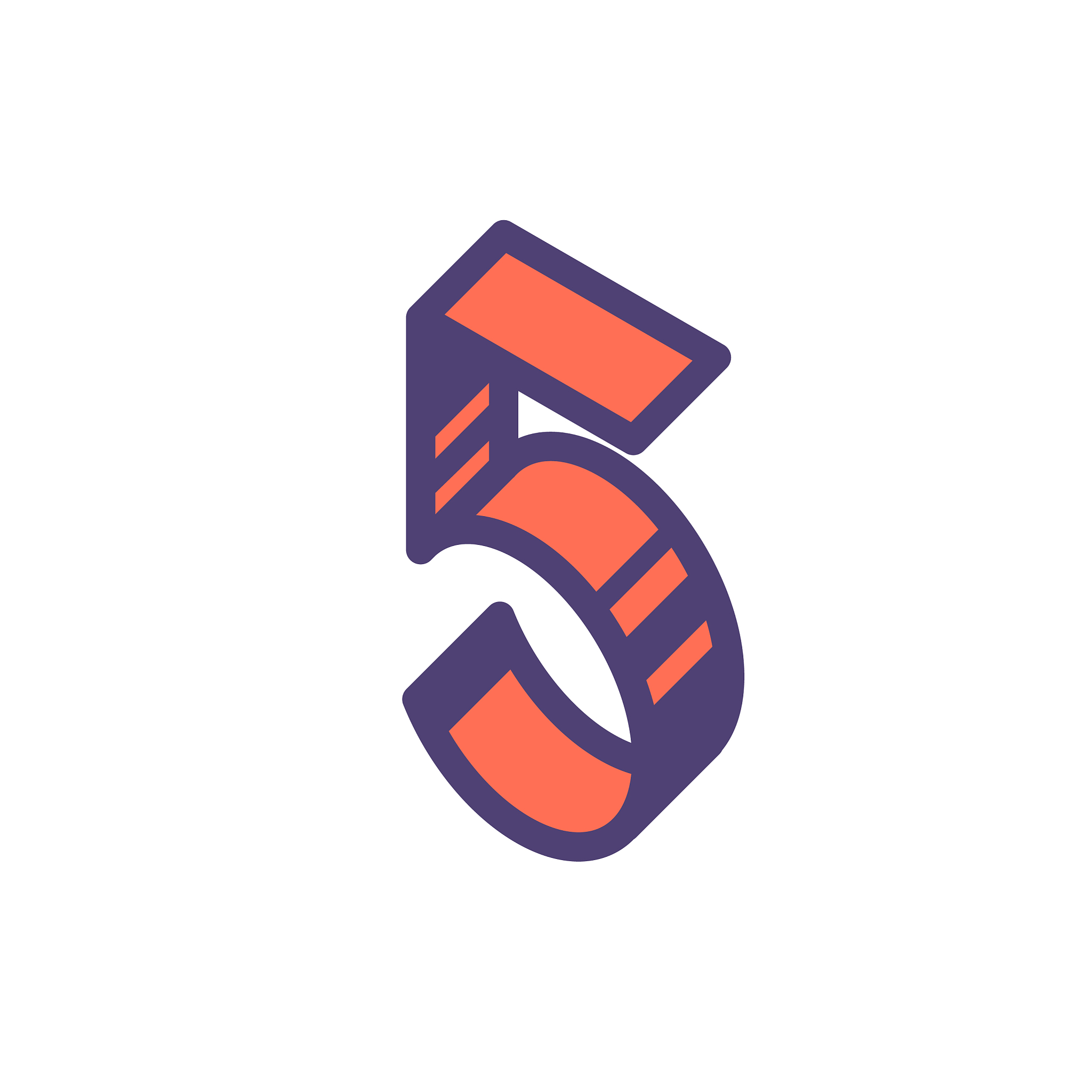 logo sign number 5 linear outline icon isometry