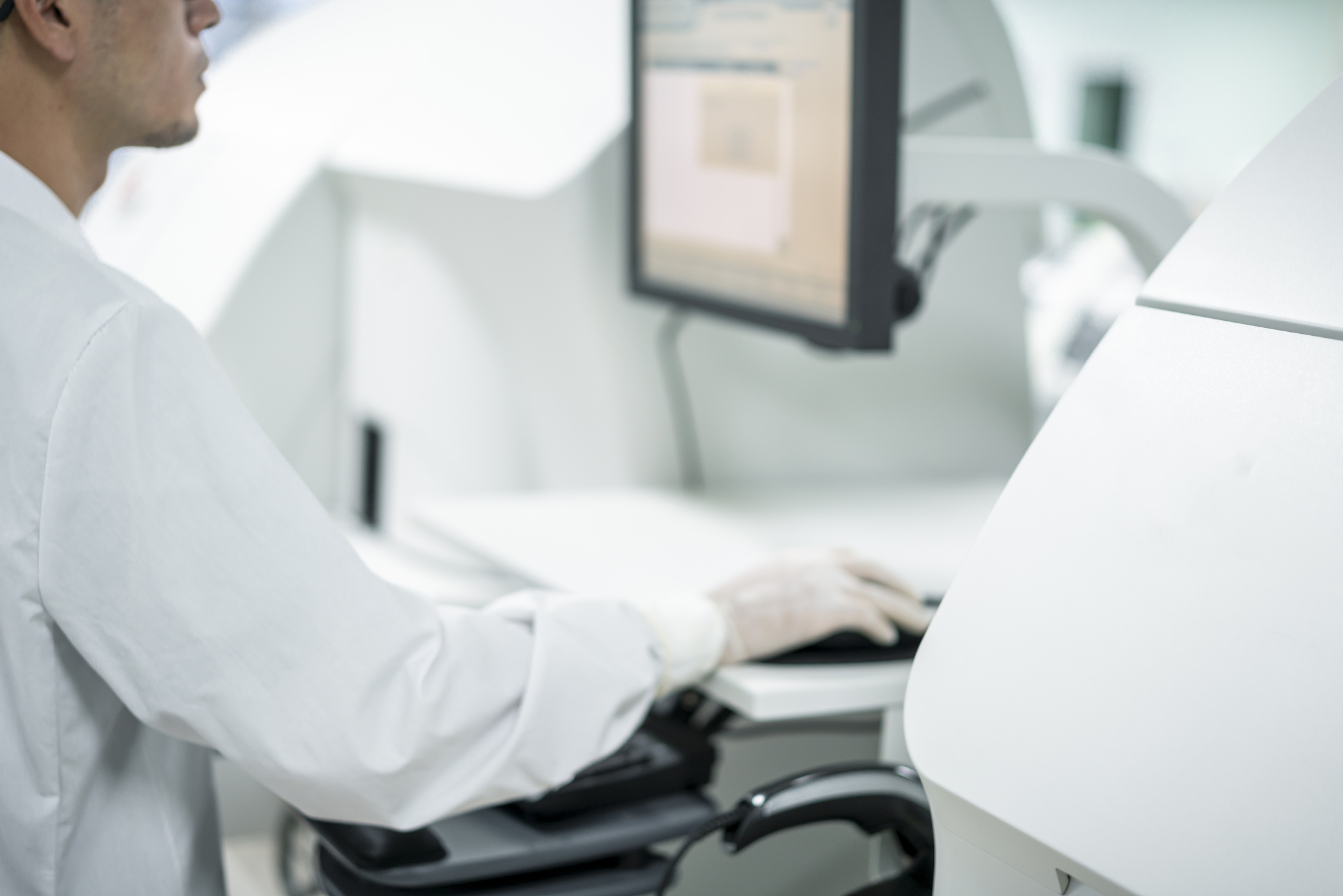 a male doctor works in the laboratory