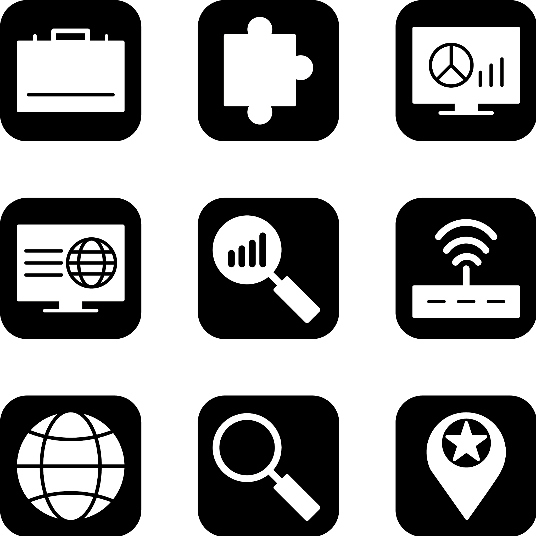 set of seo search engine optimization icons