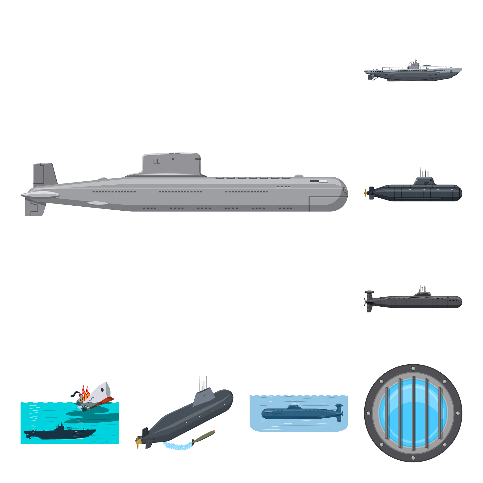 boat and navy symbol set