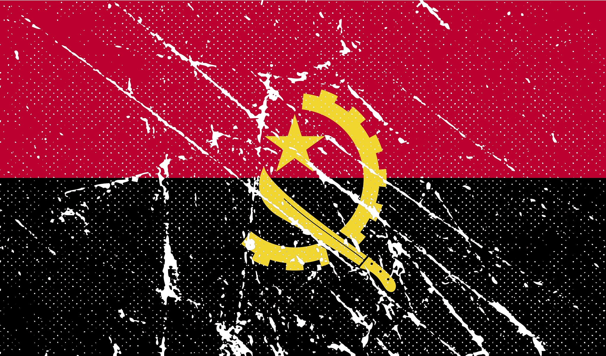 flag of angola with old texture