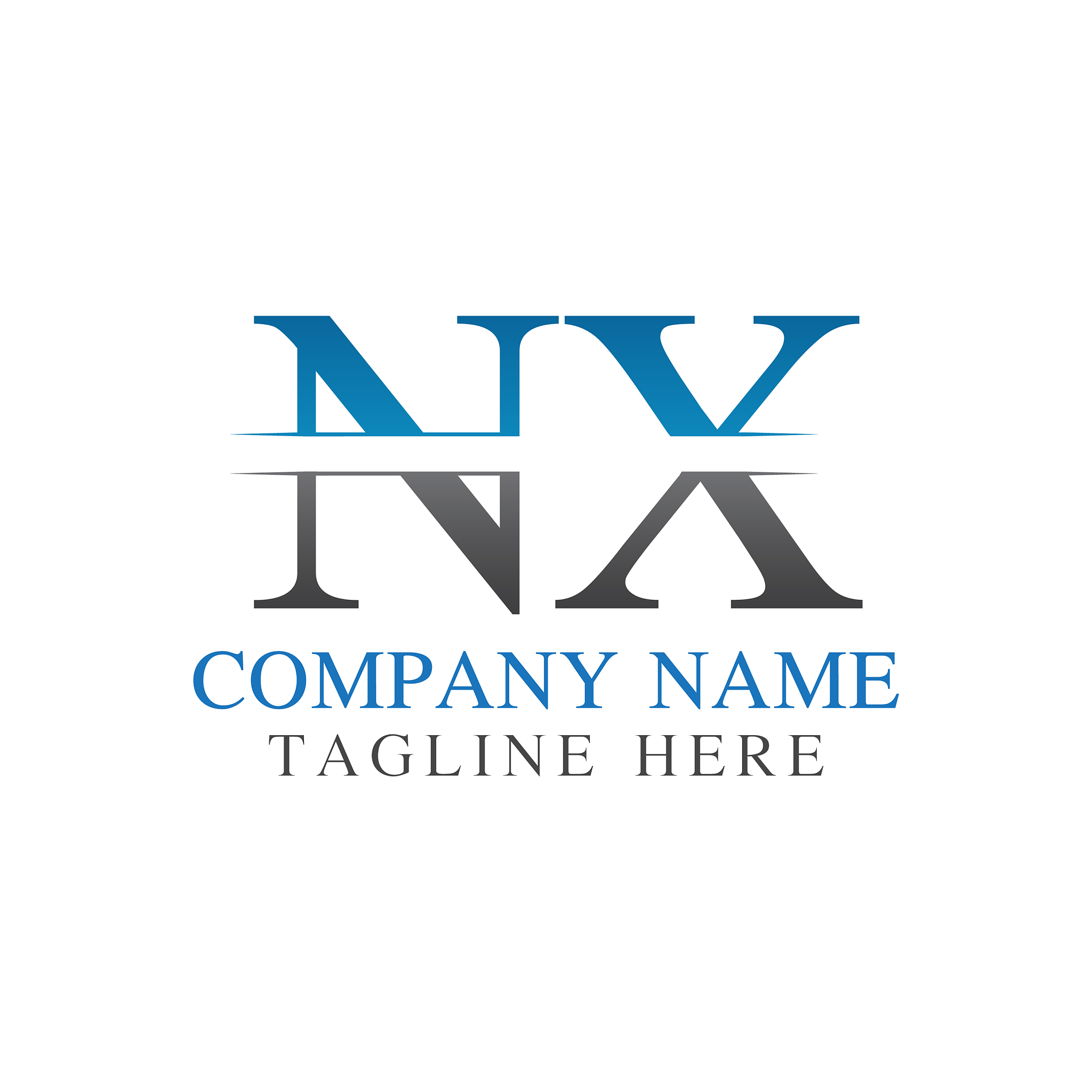 initial monogram letter nx logo design template